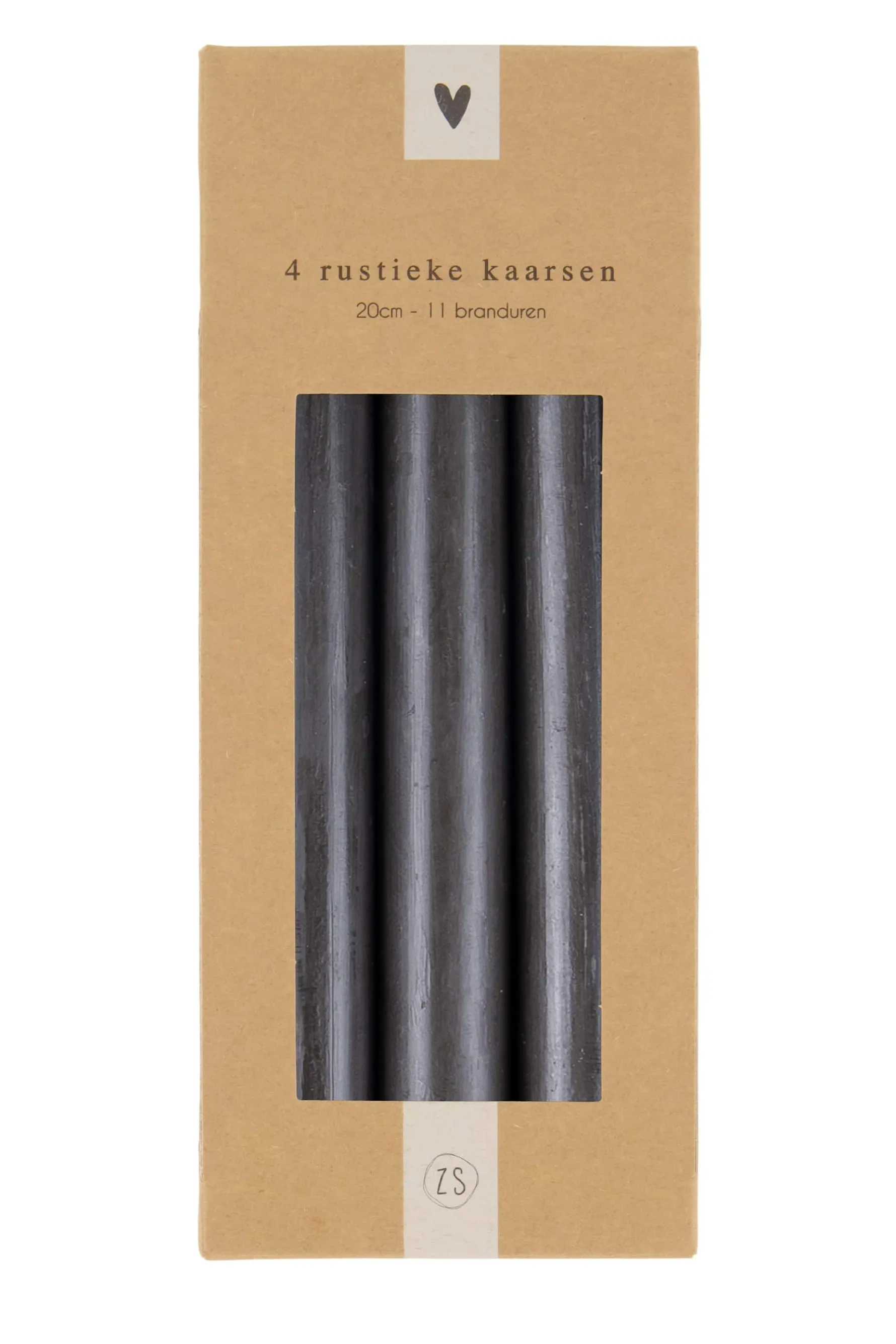 zusss 4 rustieke kaarsen 20cm zwart