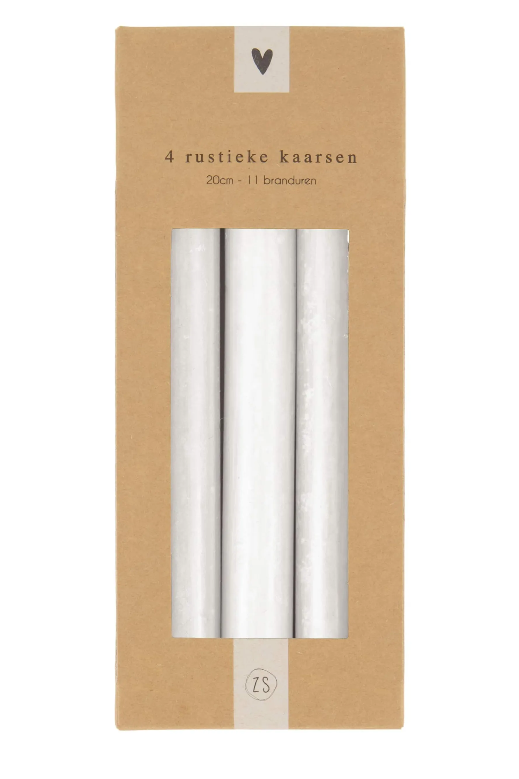 zusss 4 rustieke kaarsen 20cm wit