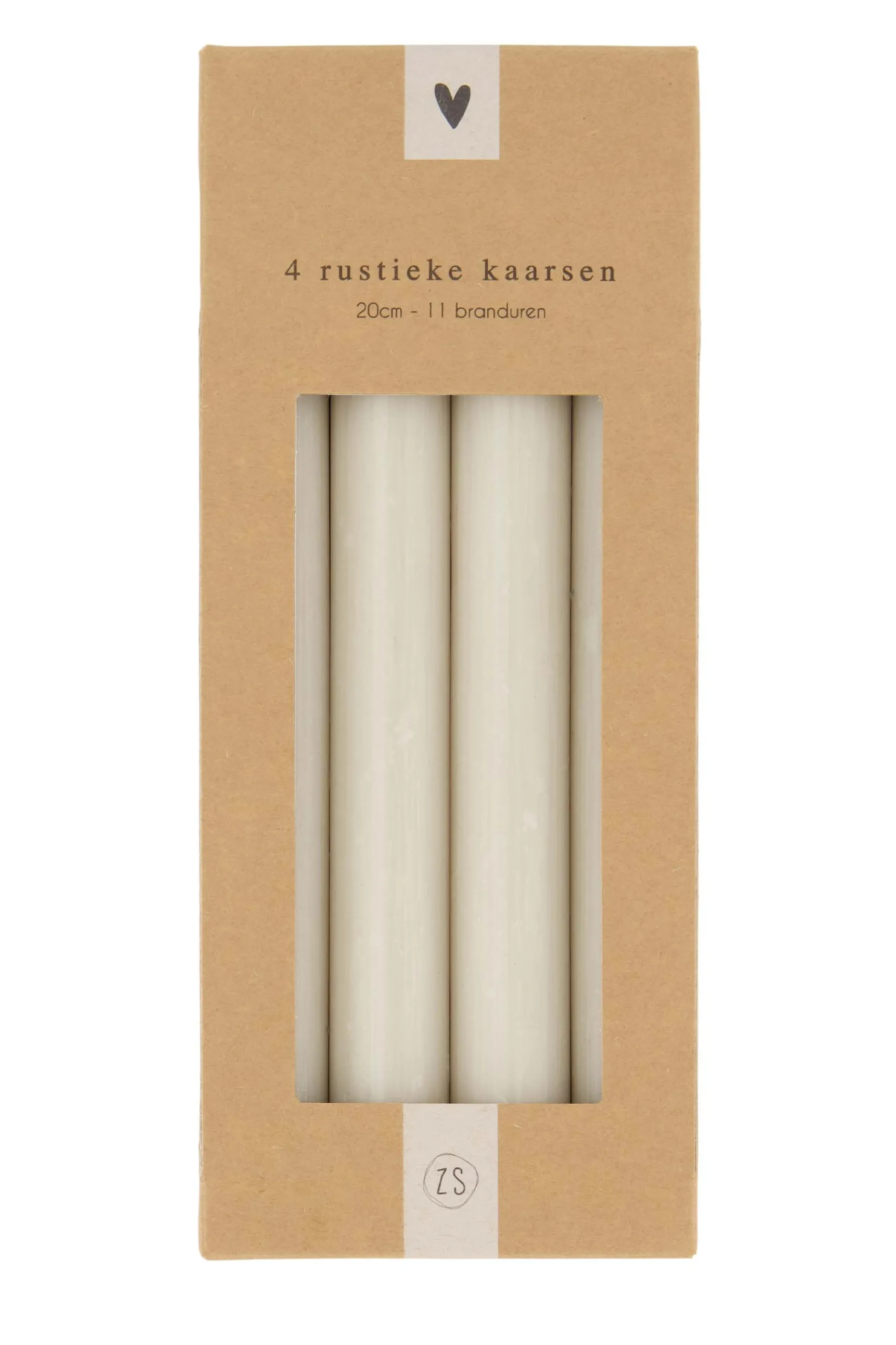 zusss 4 rustieke kaarsen 20cm krijt