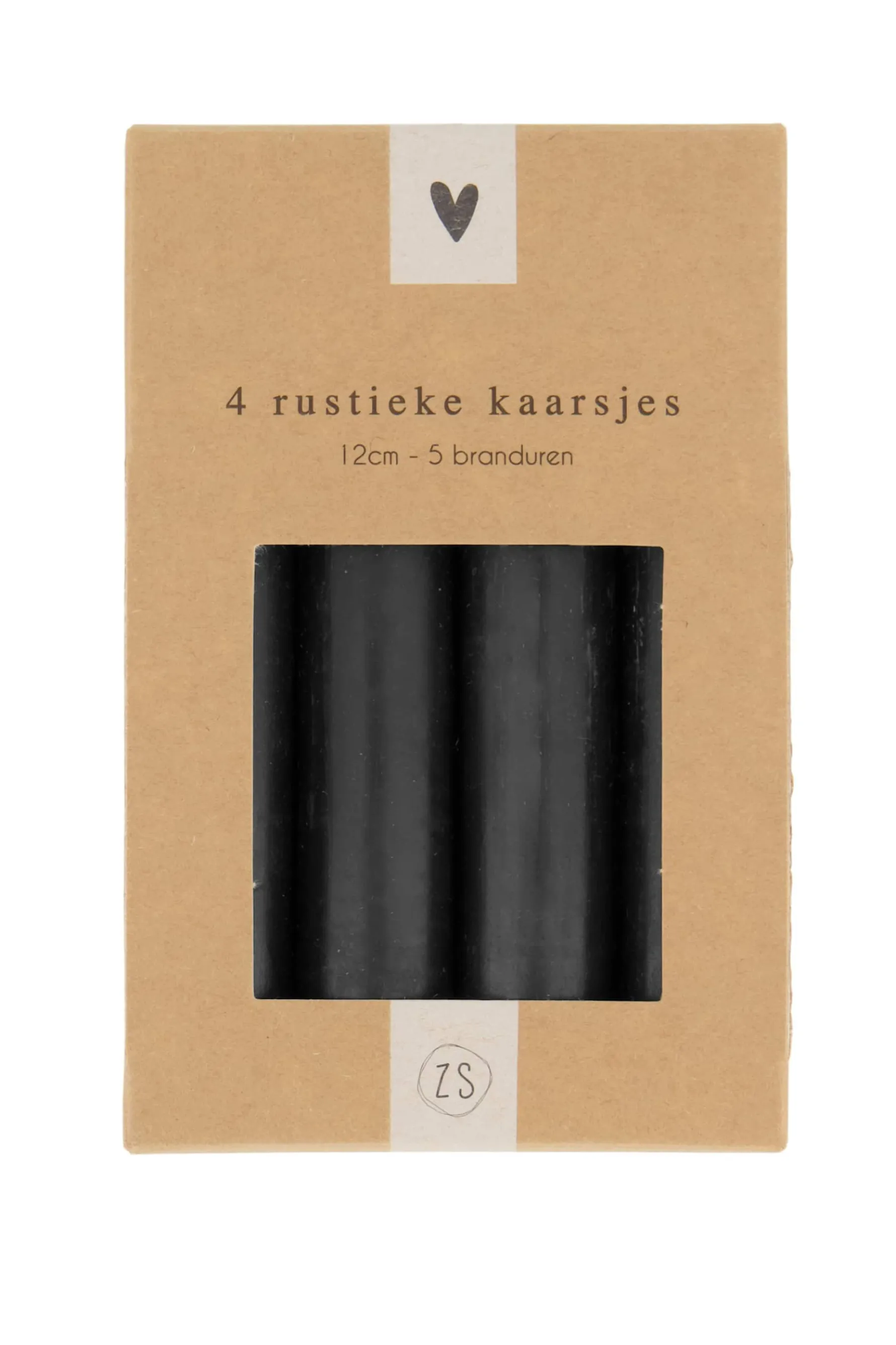 zusss 4 rustieke kaarsjes 12cm zwart