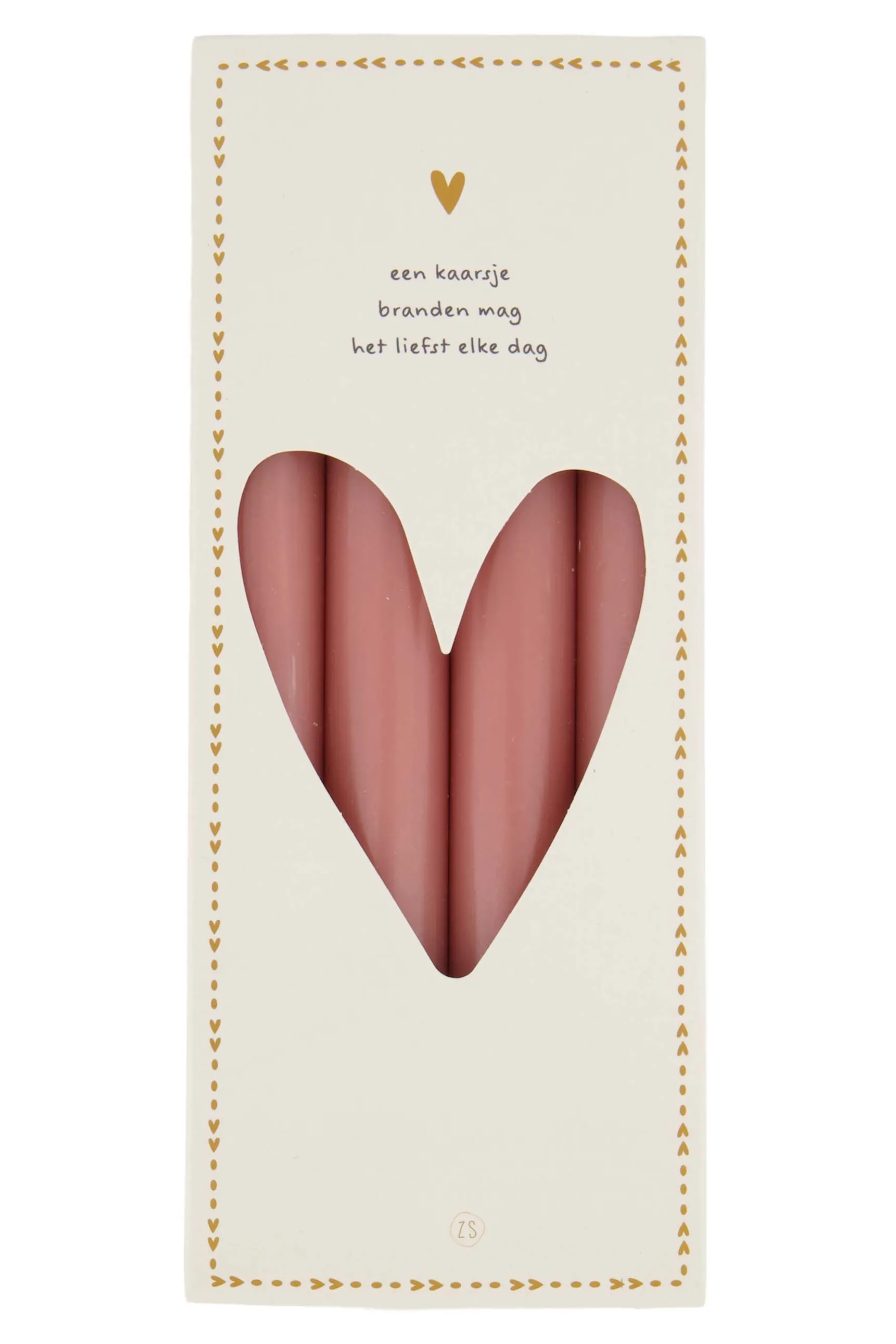 zusss 4 rustieke kaarsen 20cm kleur roze rood