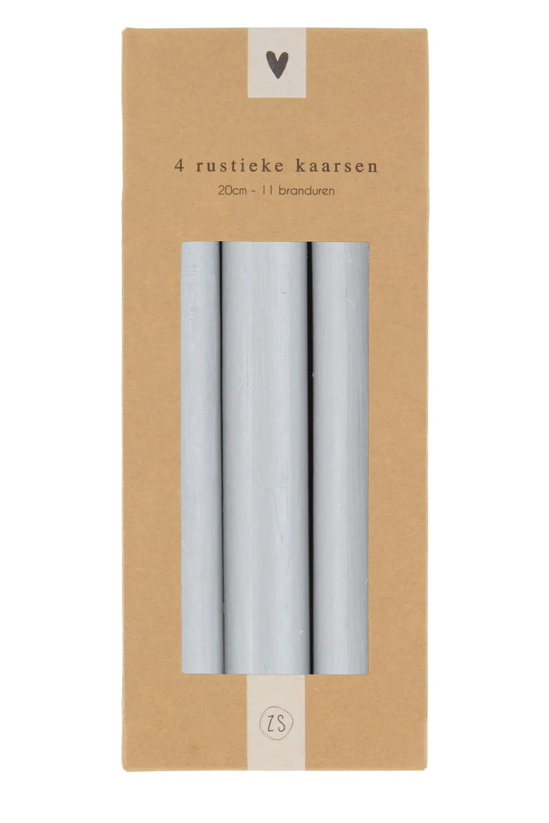 zusss 4 rustieke kaarsen 20cm lichtgrijs