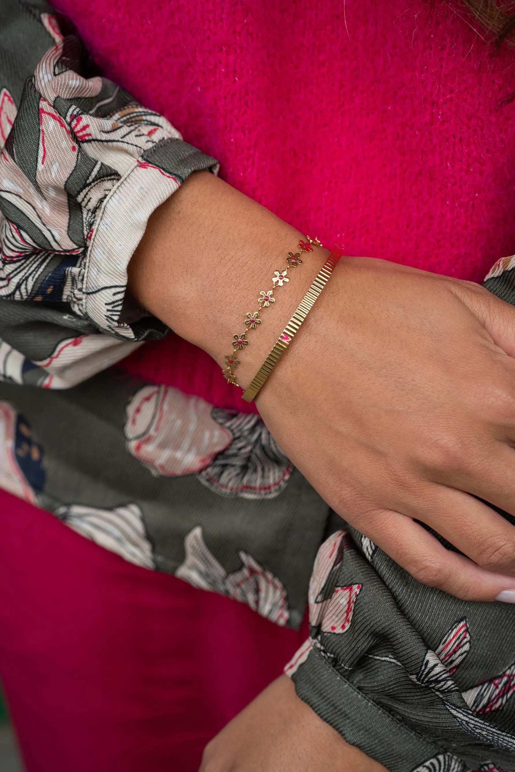 zusss bangle armband met hartje roze rood