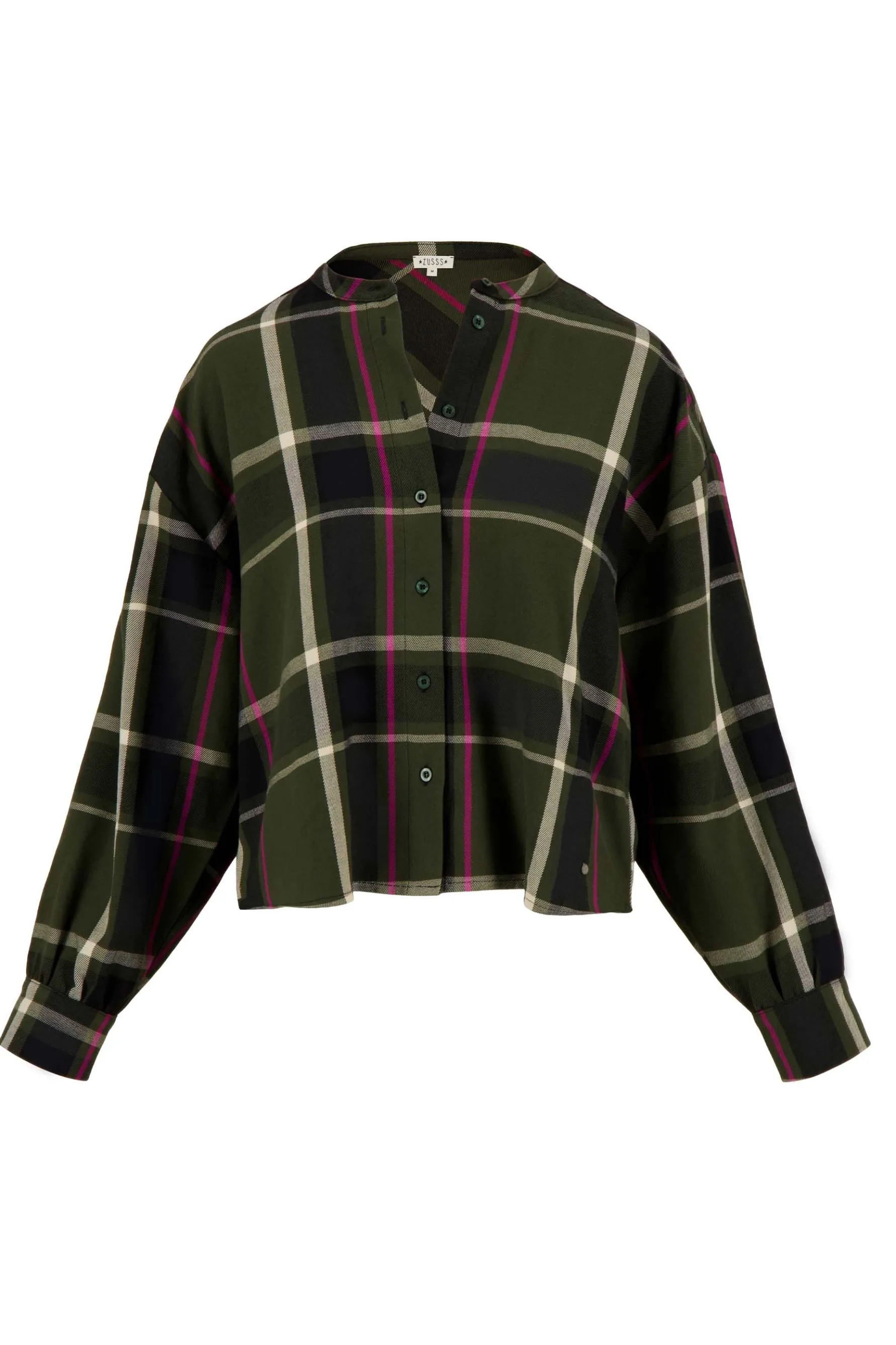 zusss blouse met ruit donkergroen