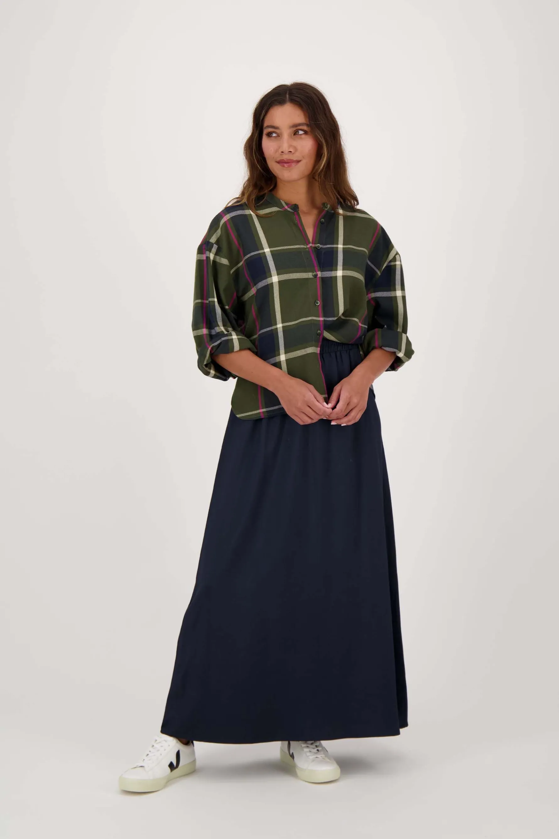 zusss blouse met ruit donkergroen