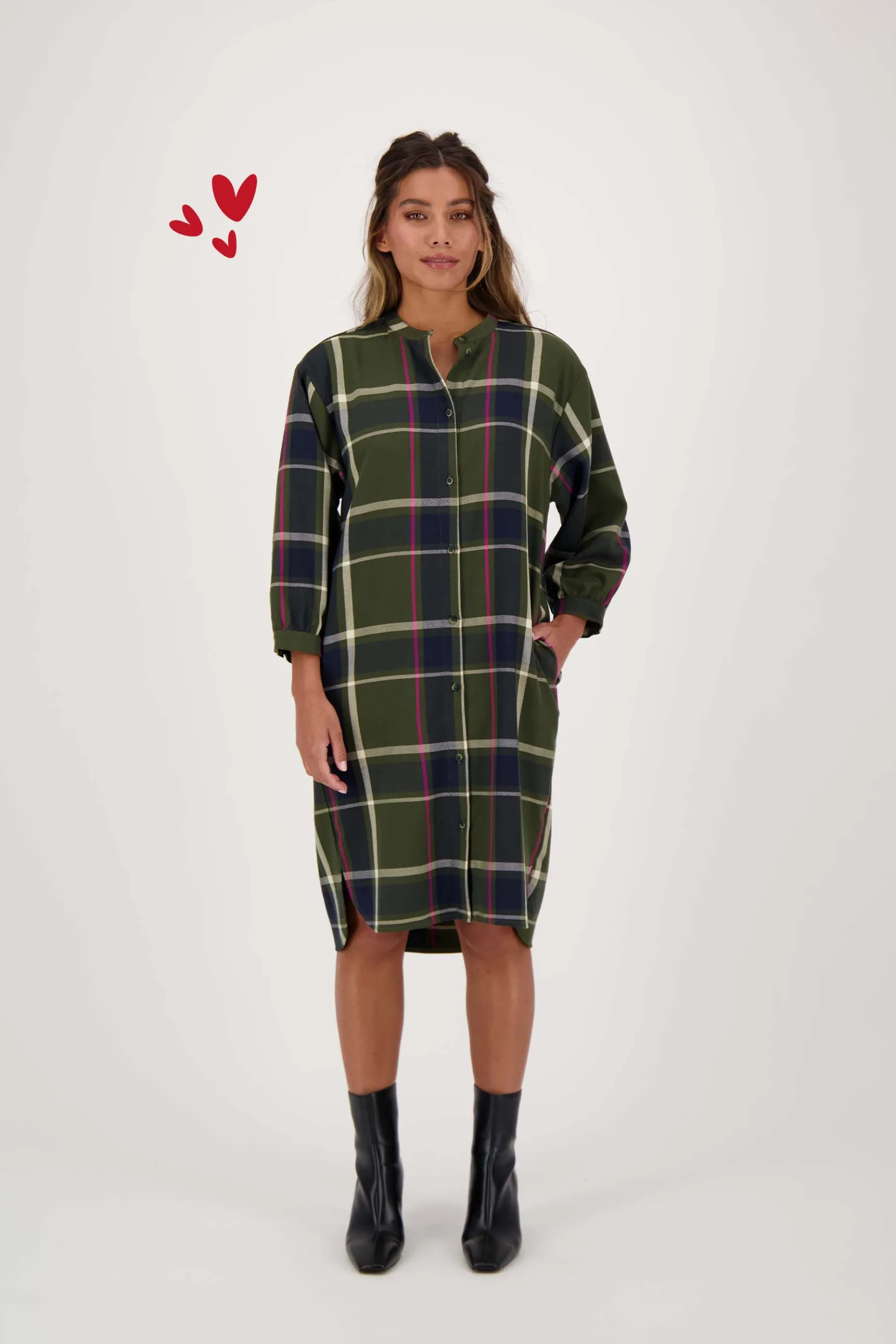 zusss blousejurk met ruit donkergroen