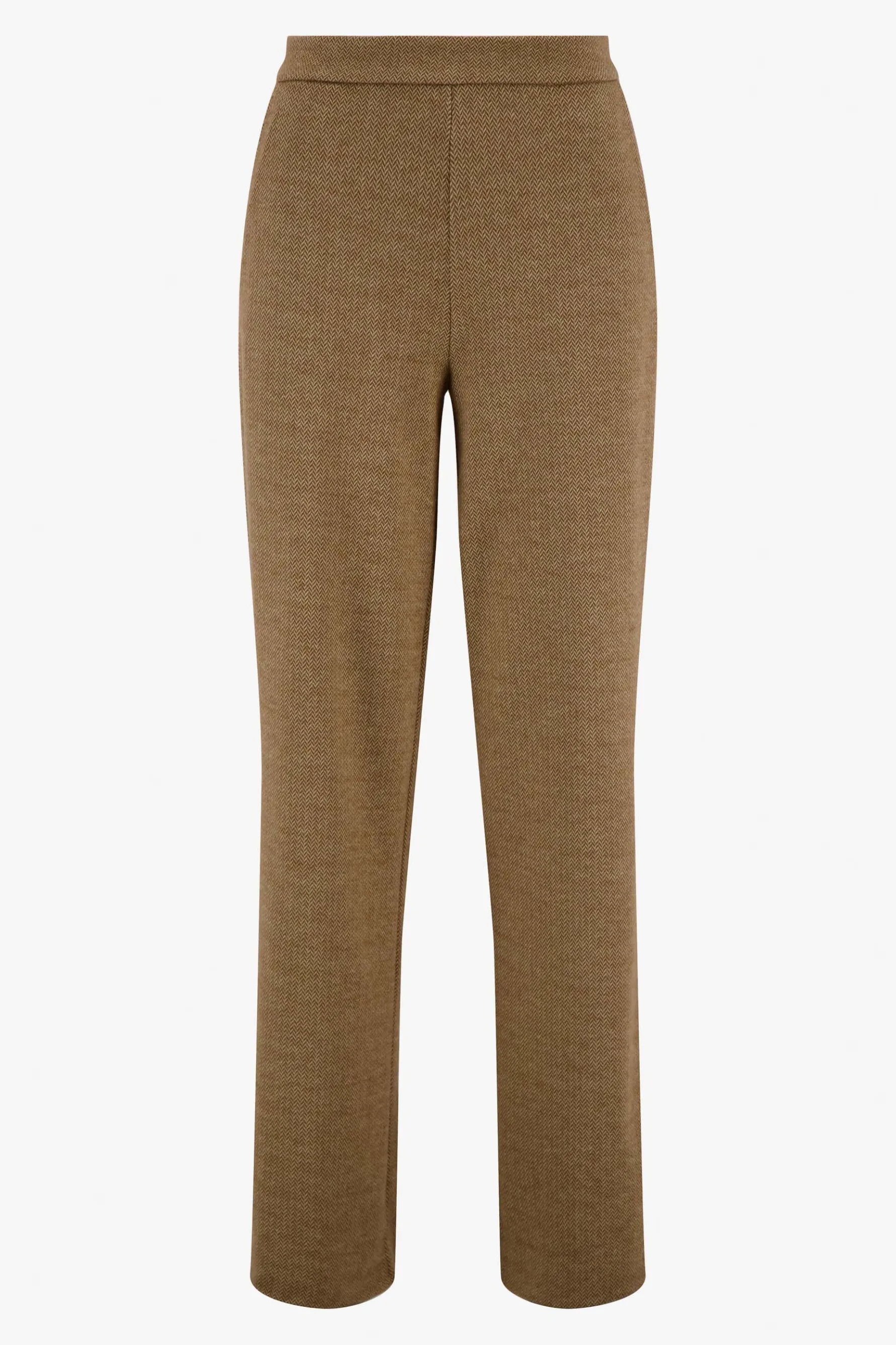 zusss broek met visgraat structuur beige