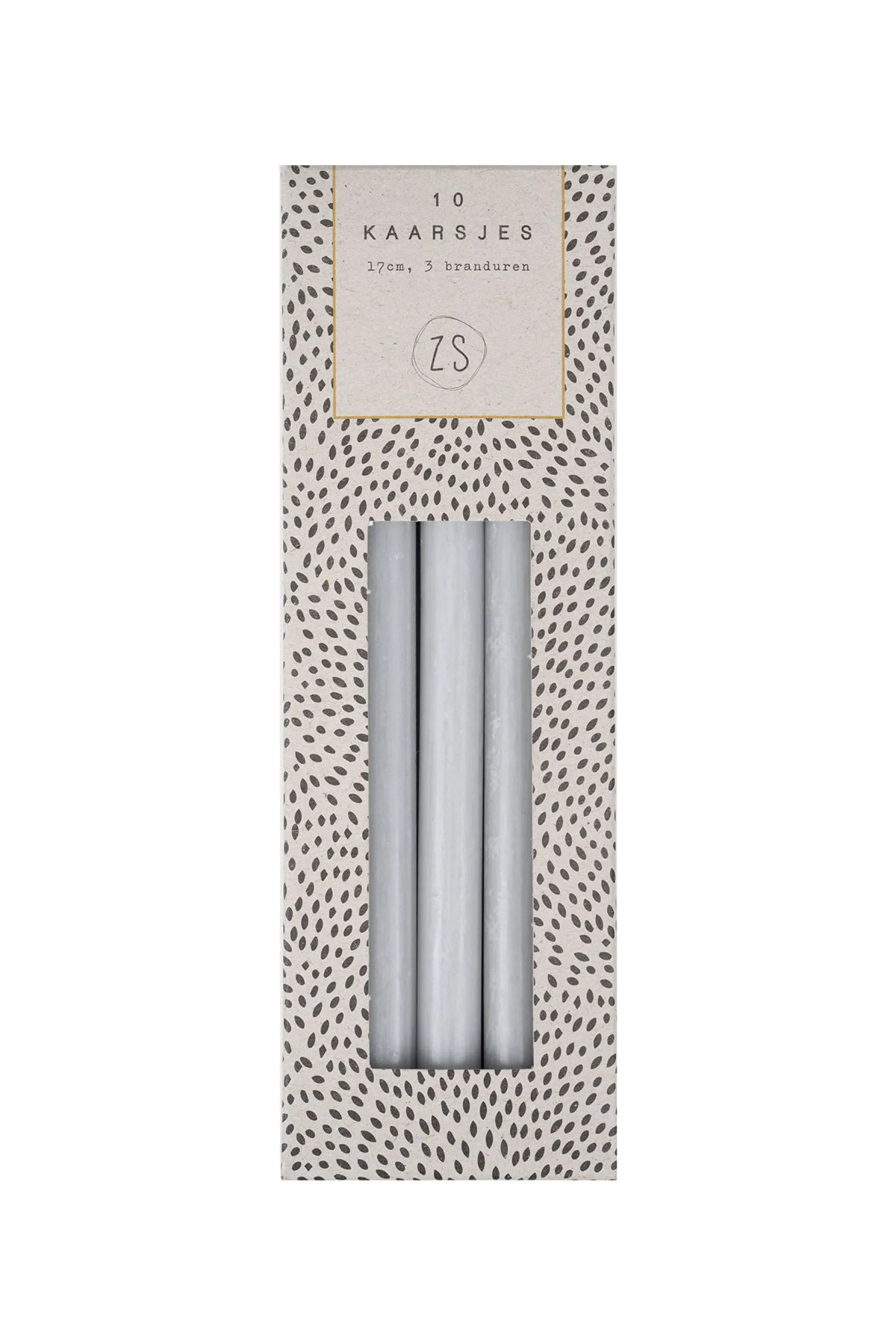 zusss doosje met 10 smalle kaarsjes lichtgrijs