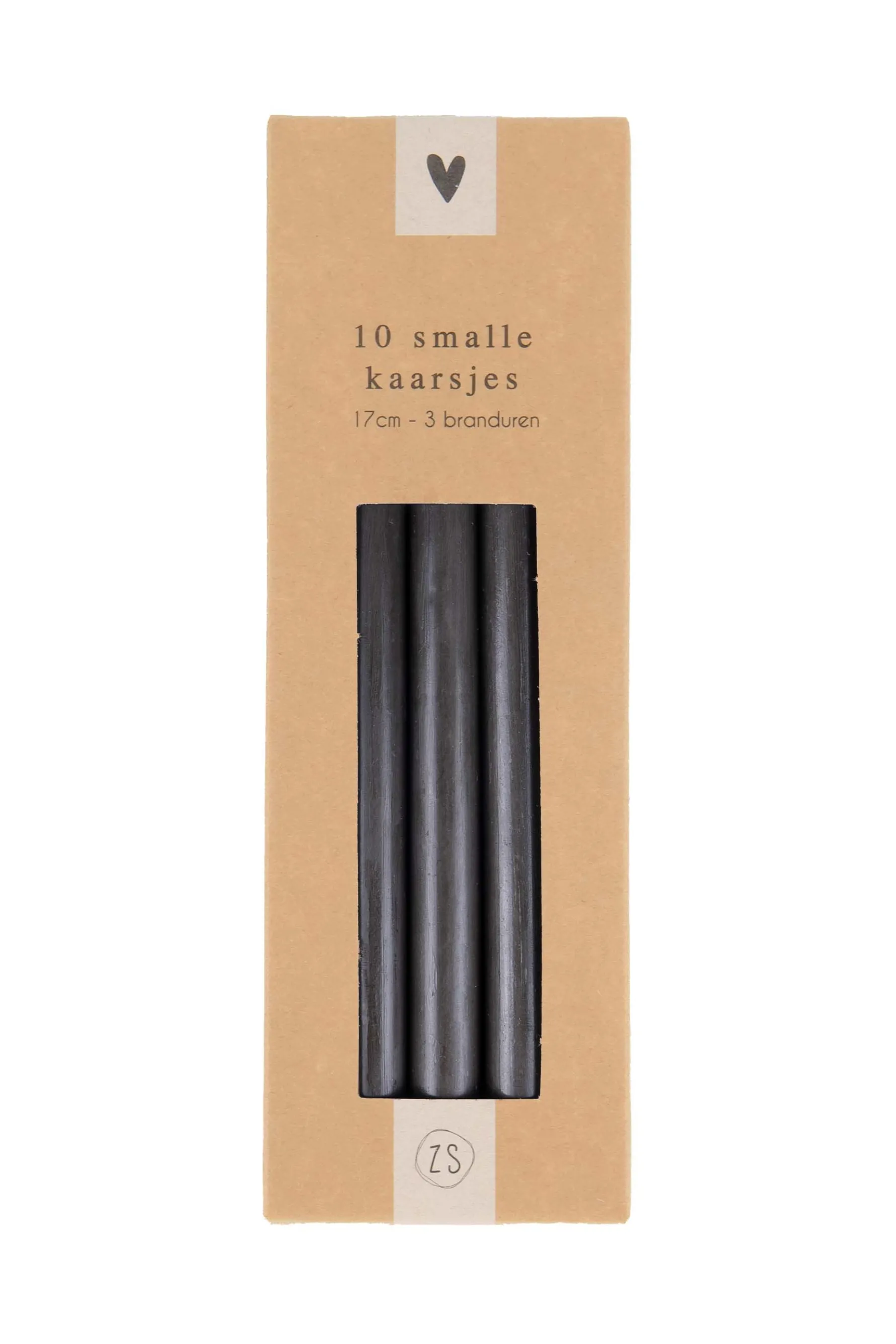 zusss doosje met 10 smalle kaarsjes 17cm zwart
