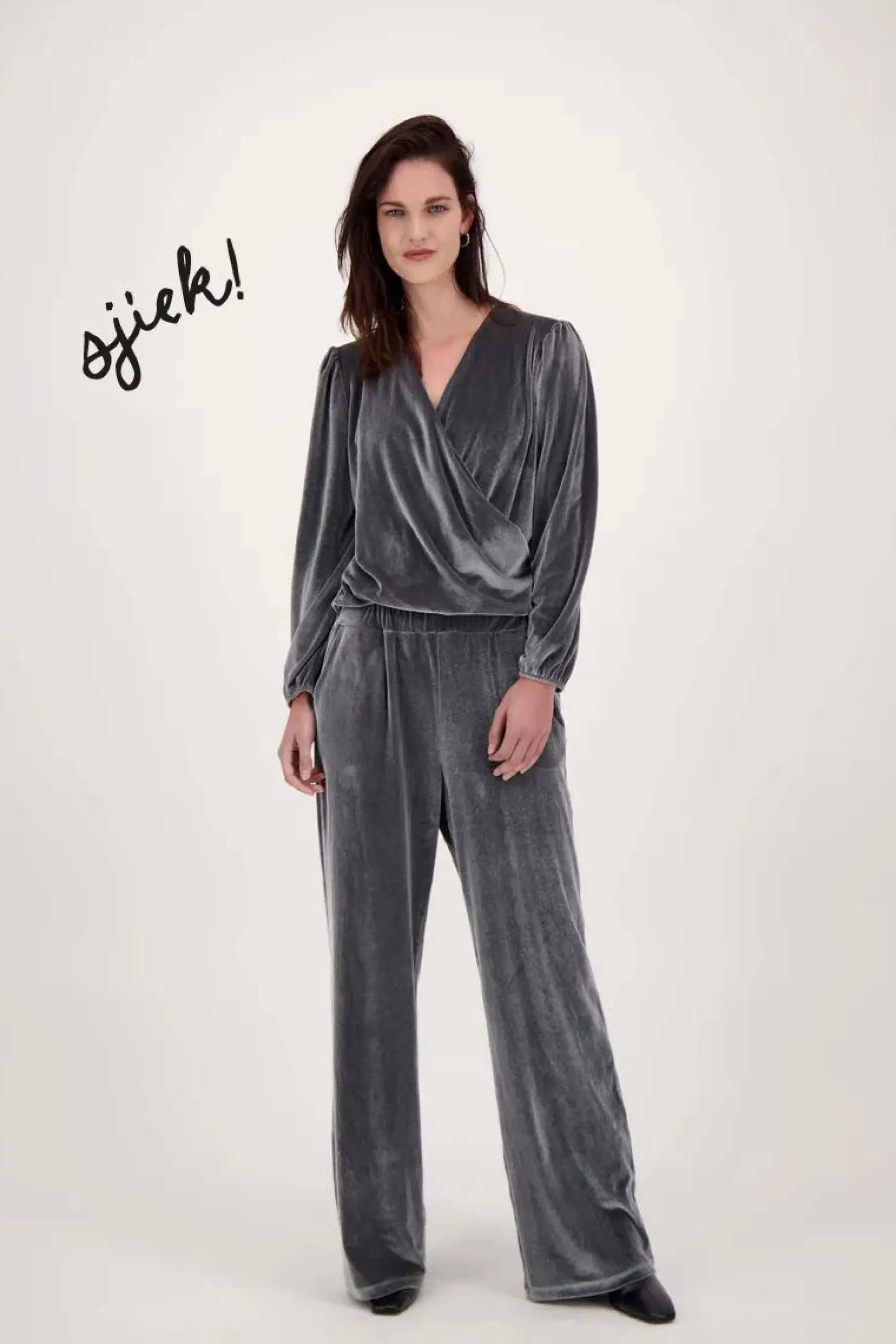 zusss fluwelen broek antracietgrijs