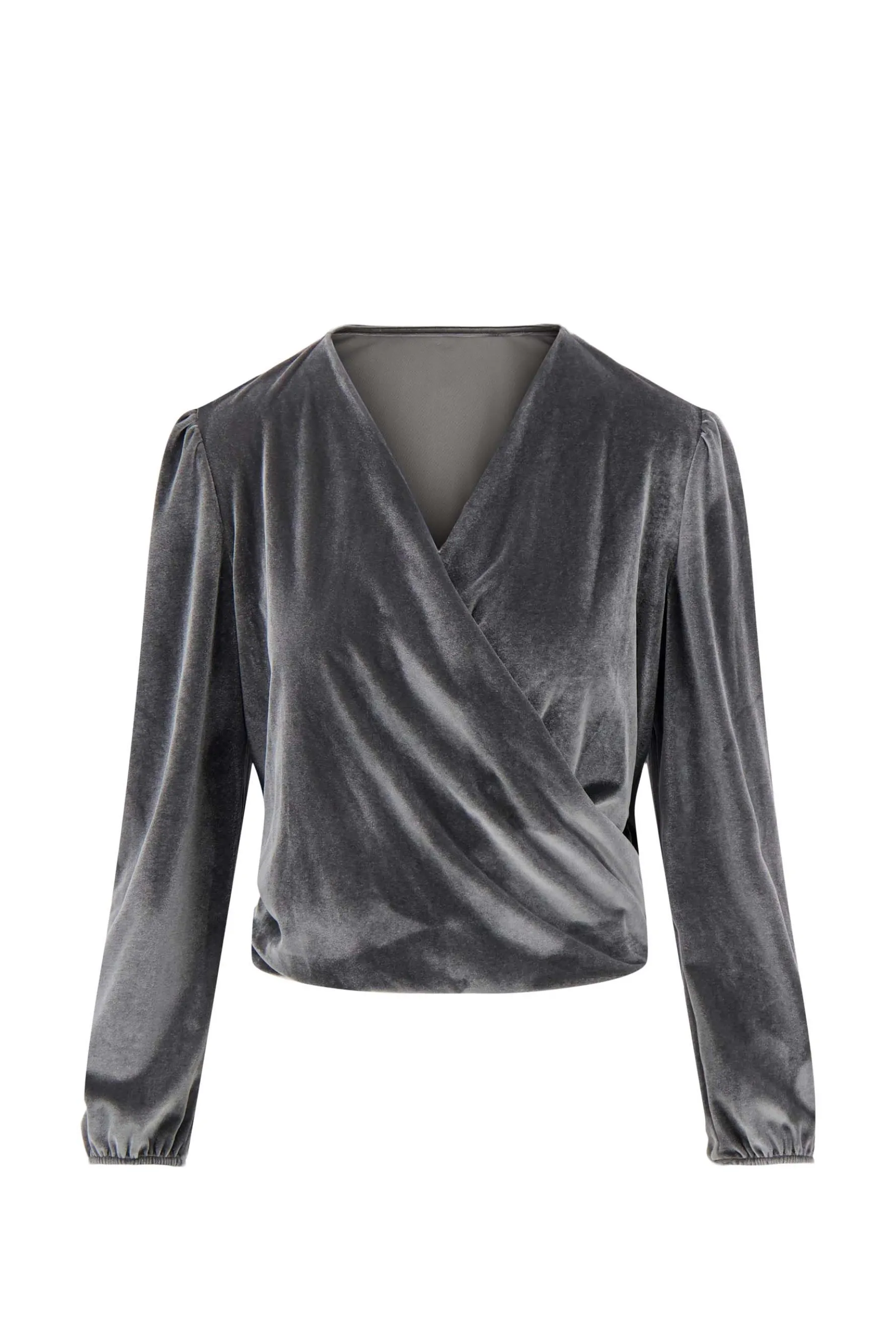 zusss fluwelen wikkeltop antracietgrijs