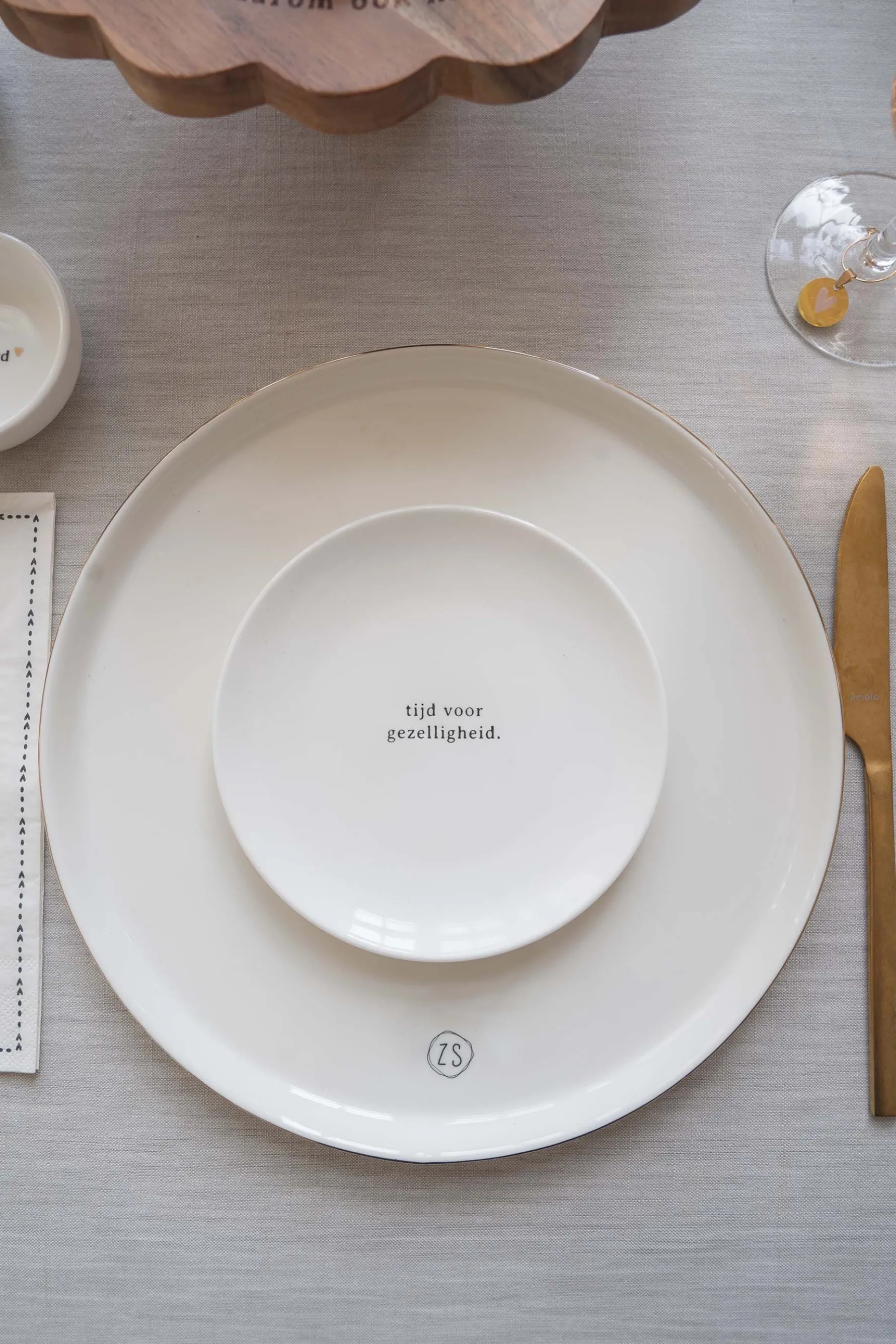 zusss gebaksbordje tijd voor gezelligheid wit