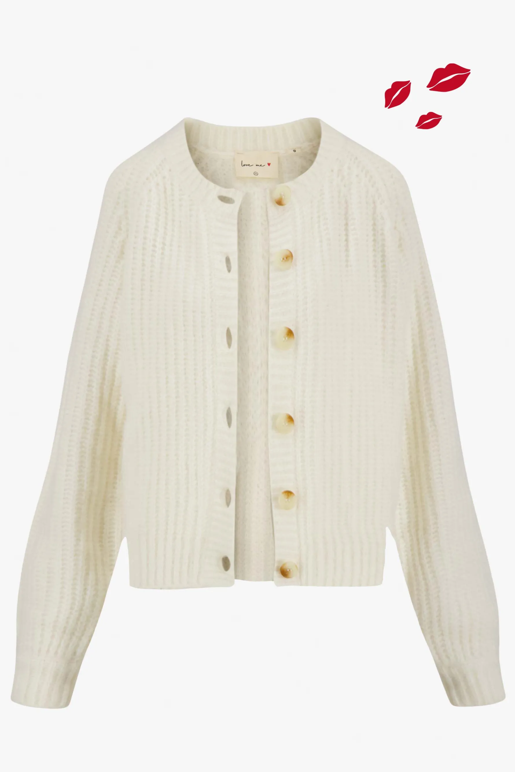 zusss gebreid vest in bomberstyle creme