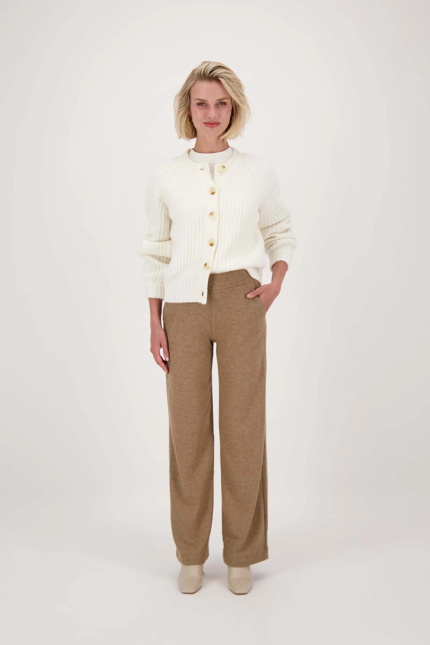 zusss gebreid vest in bomberstyle creme