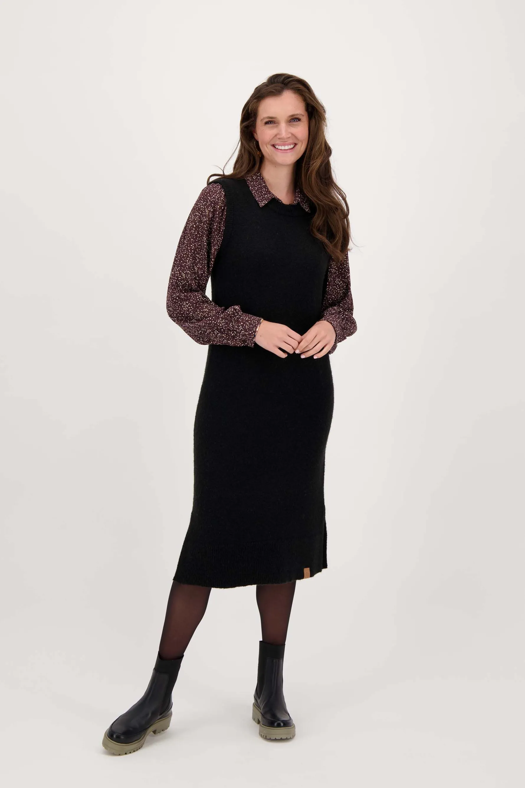 zusss gebreide spencer jurk zwart