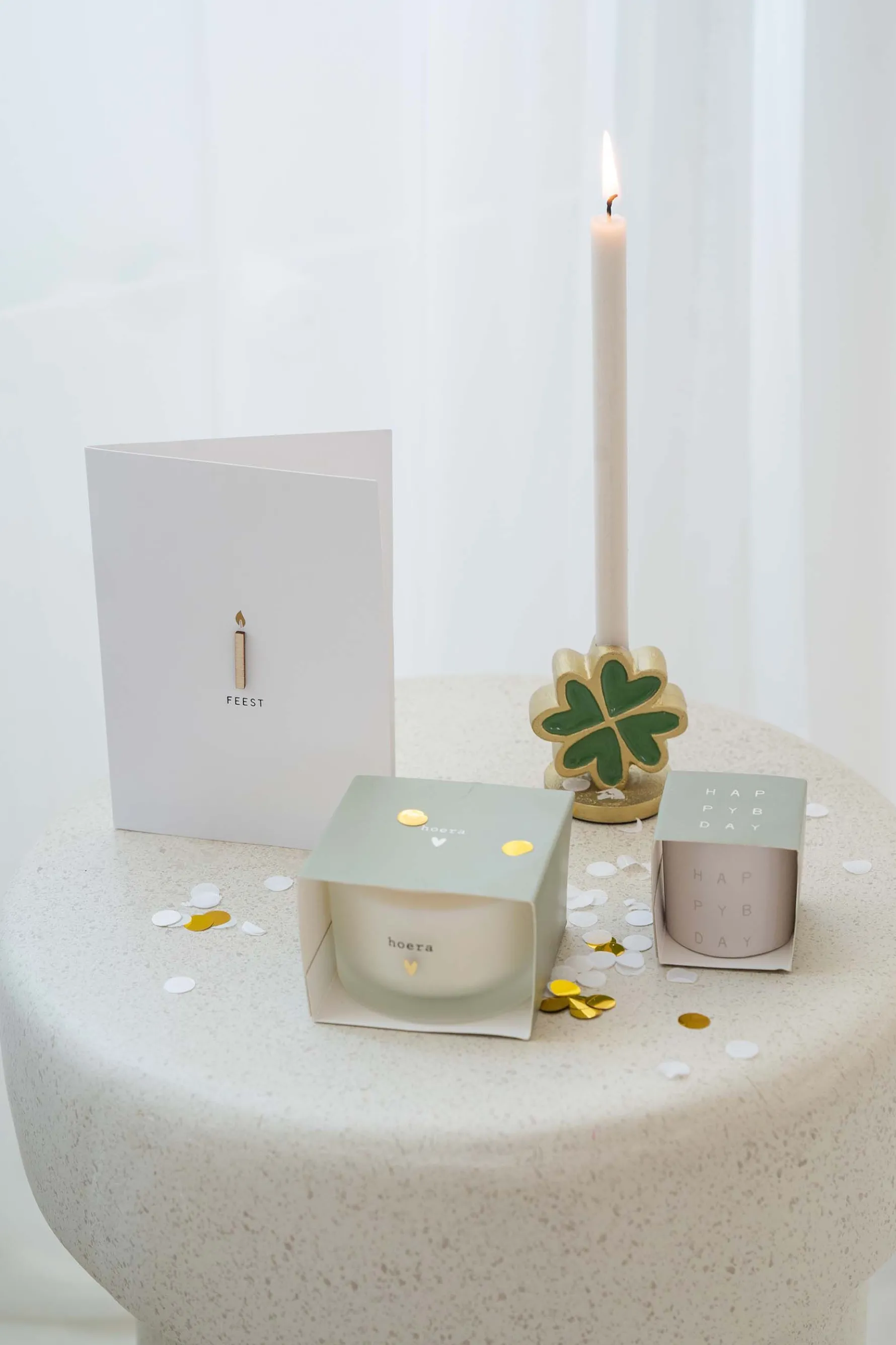 zusss geurkaarsje in wikkel happy birthday groen