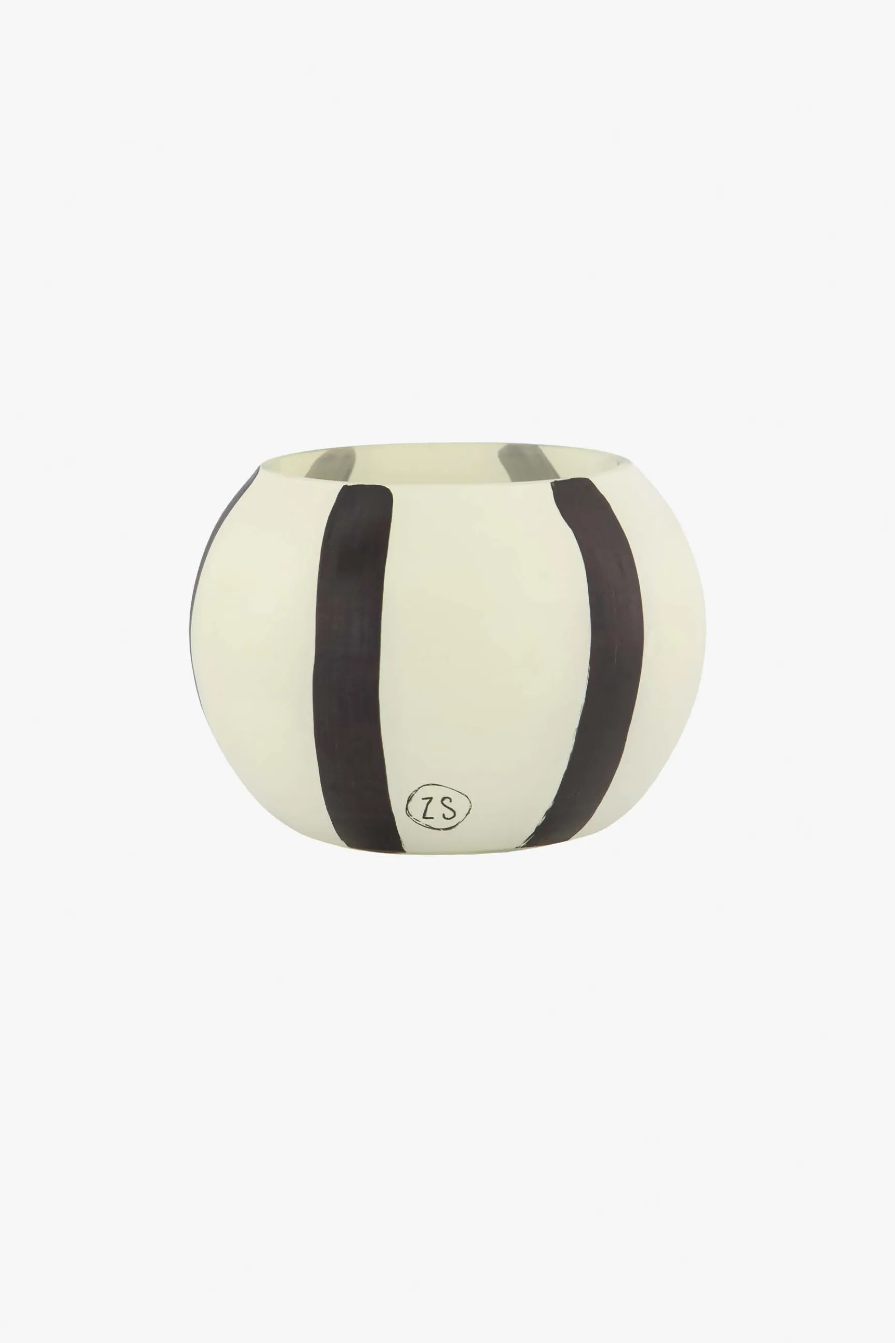 zusss glazen geurkaars met strepen zand antraciet