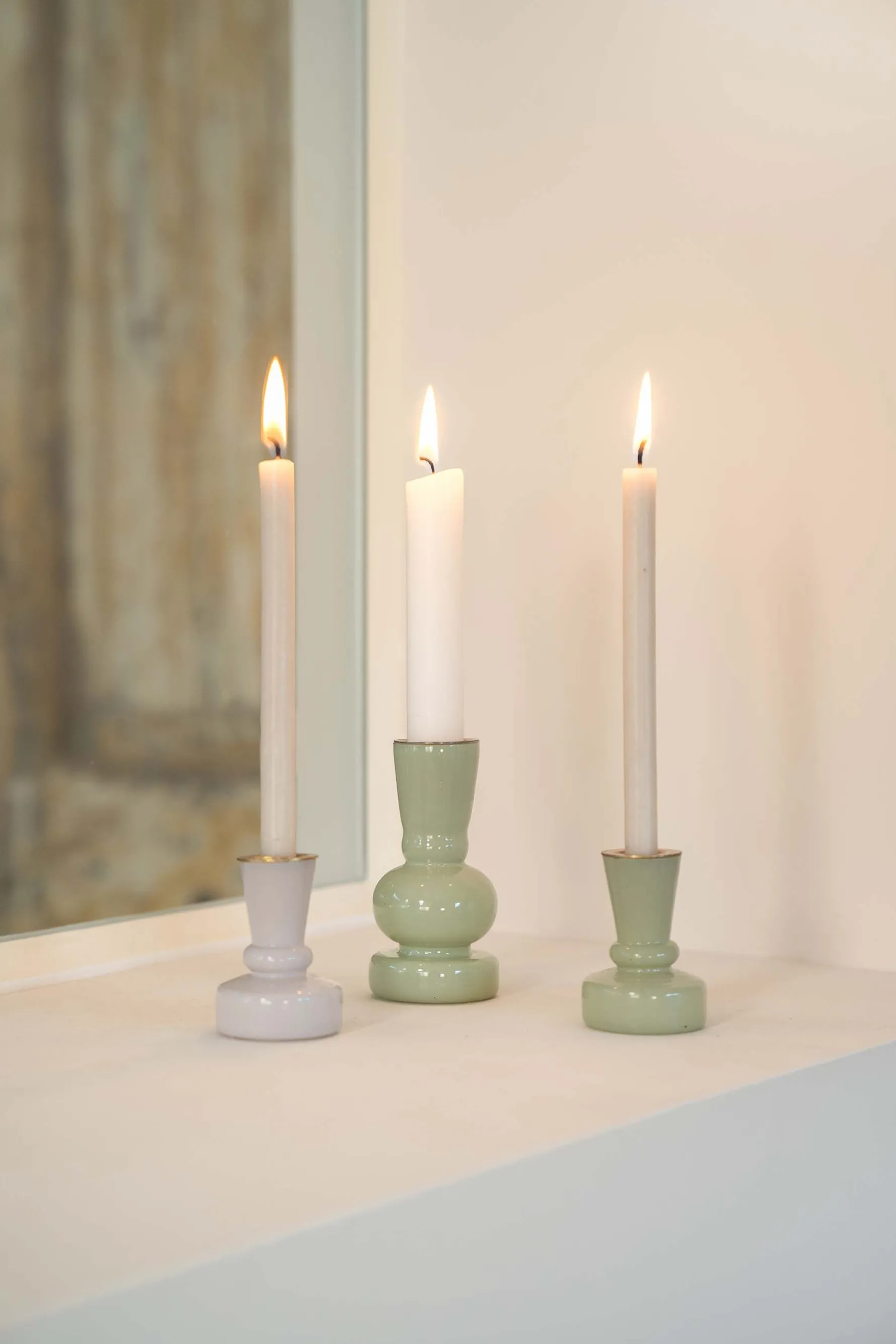 zusss glazen kandelaar M saliegroen