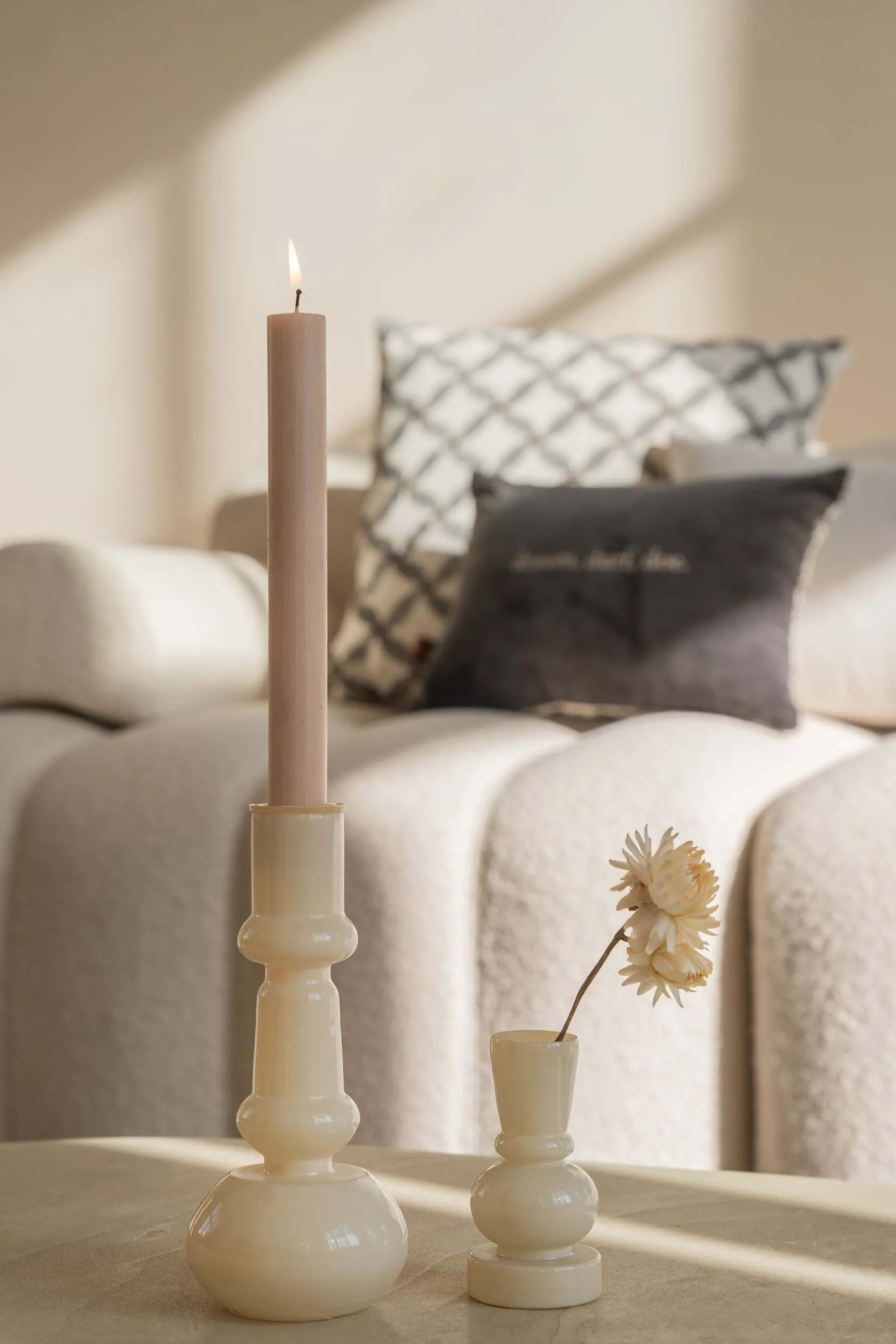 zusss glazen kandelaar 18cm zand