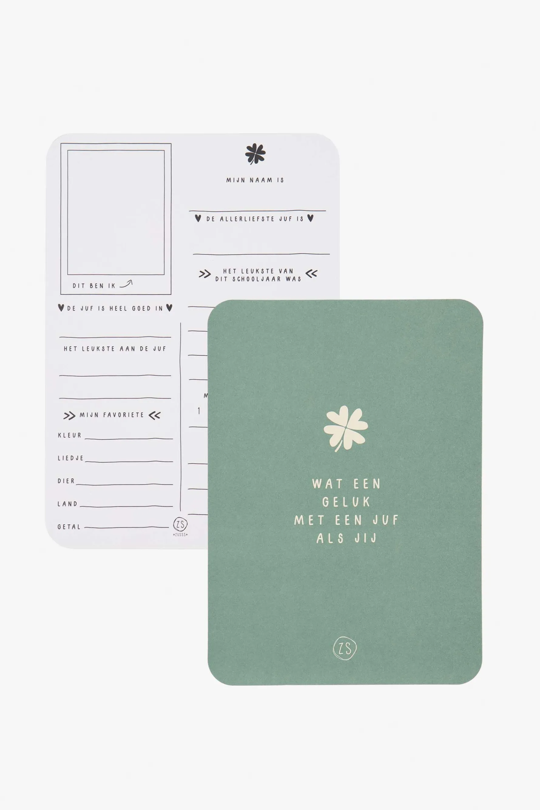zusss kaart wat een geluk met een juf als jij saliegroen