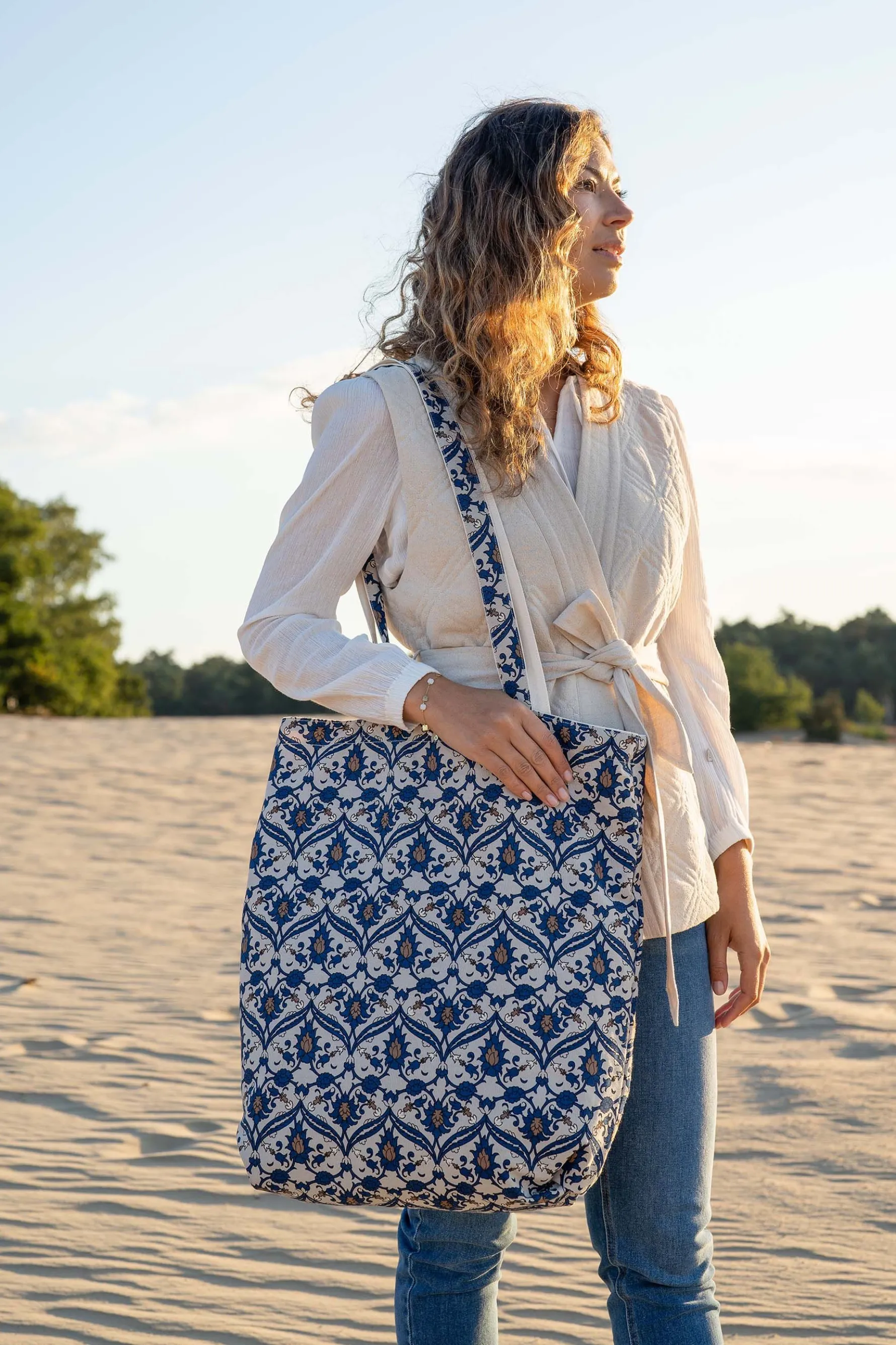 zusss katoenen shopper met print zand