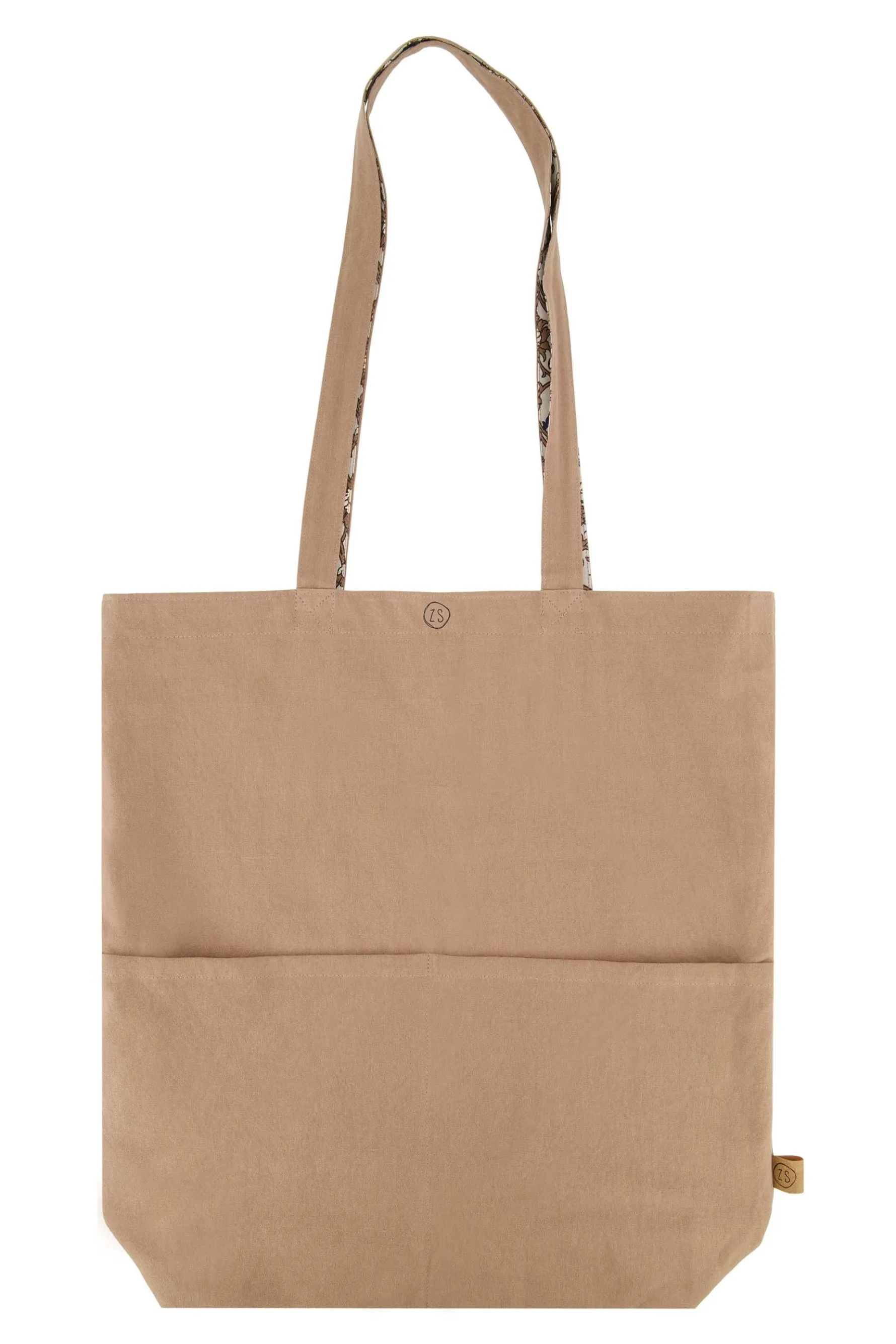 zusss katoenen shopper met print lichtbruin