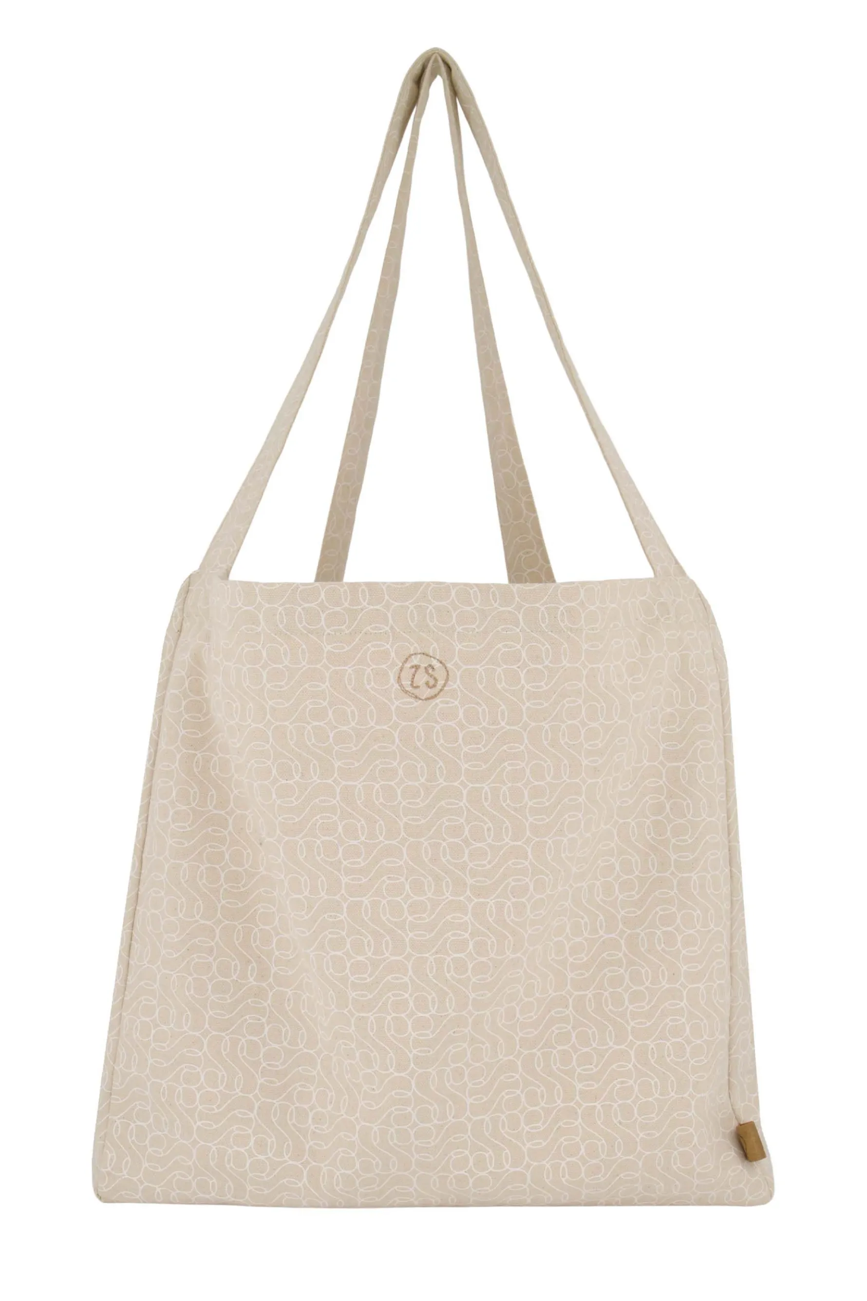 zusss katoenen tas met logoprint zand/wit