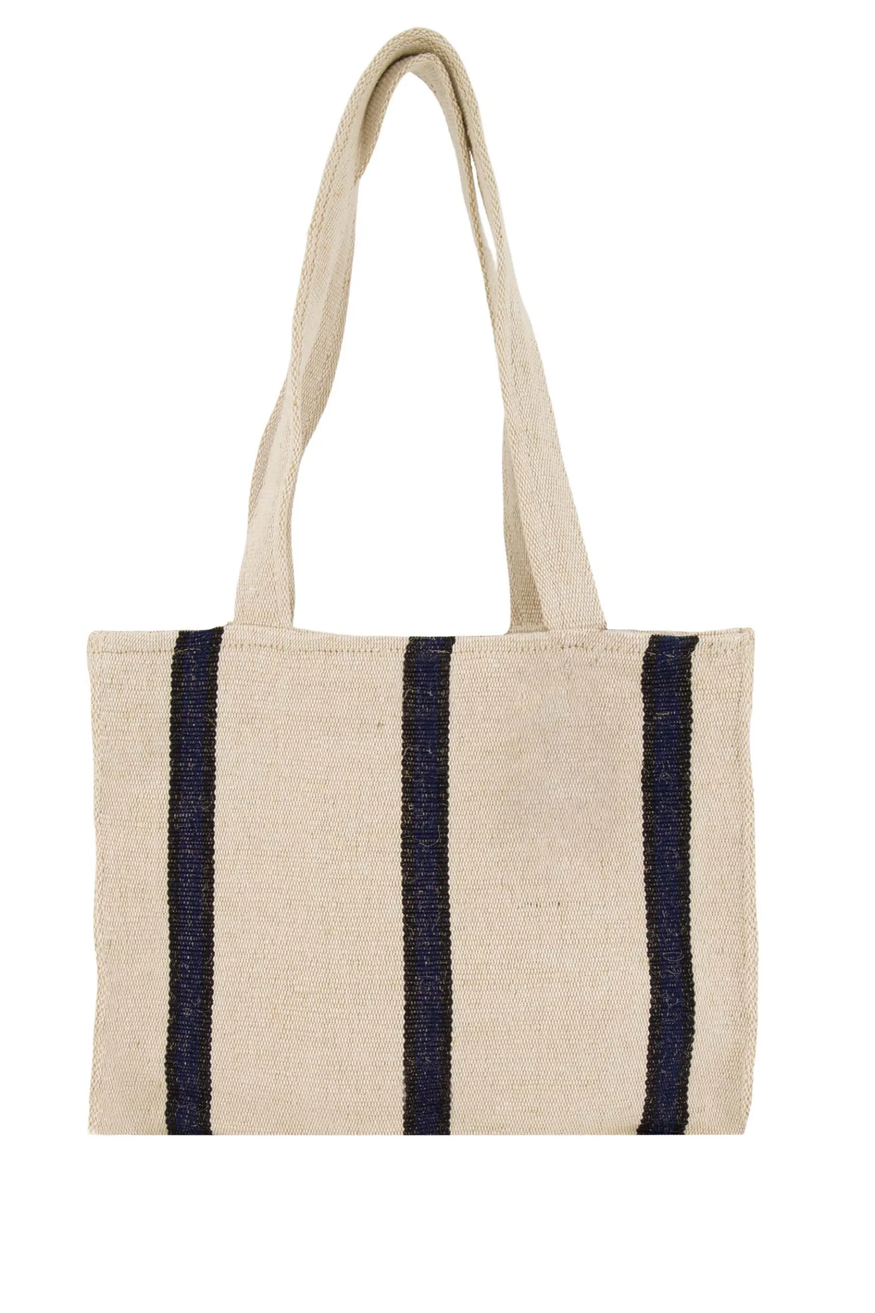 zusss katoenen tas met streep ecru/donkerblauw