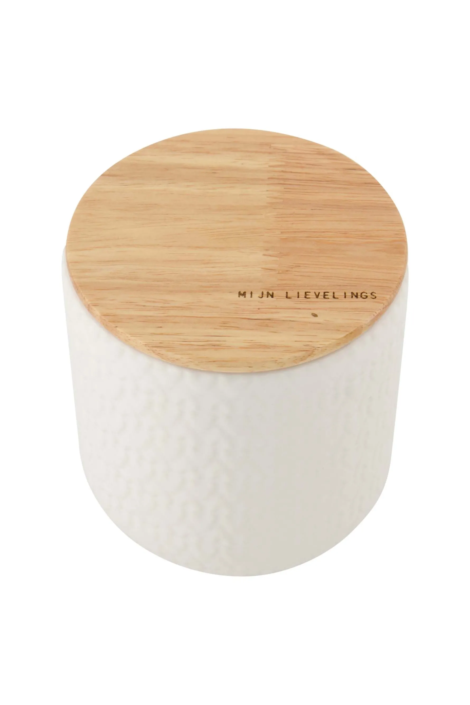 zusss keramieken bewaarpot met houten deksel hartjes 12cm wit