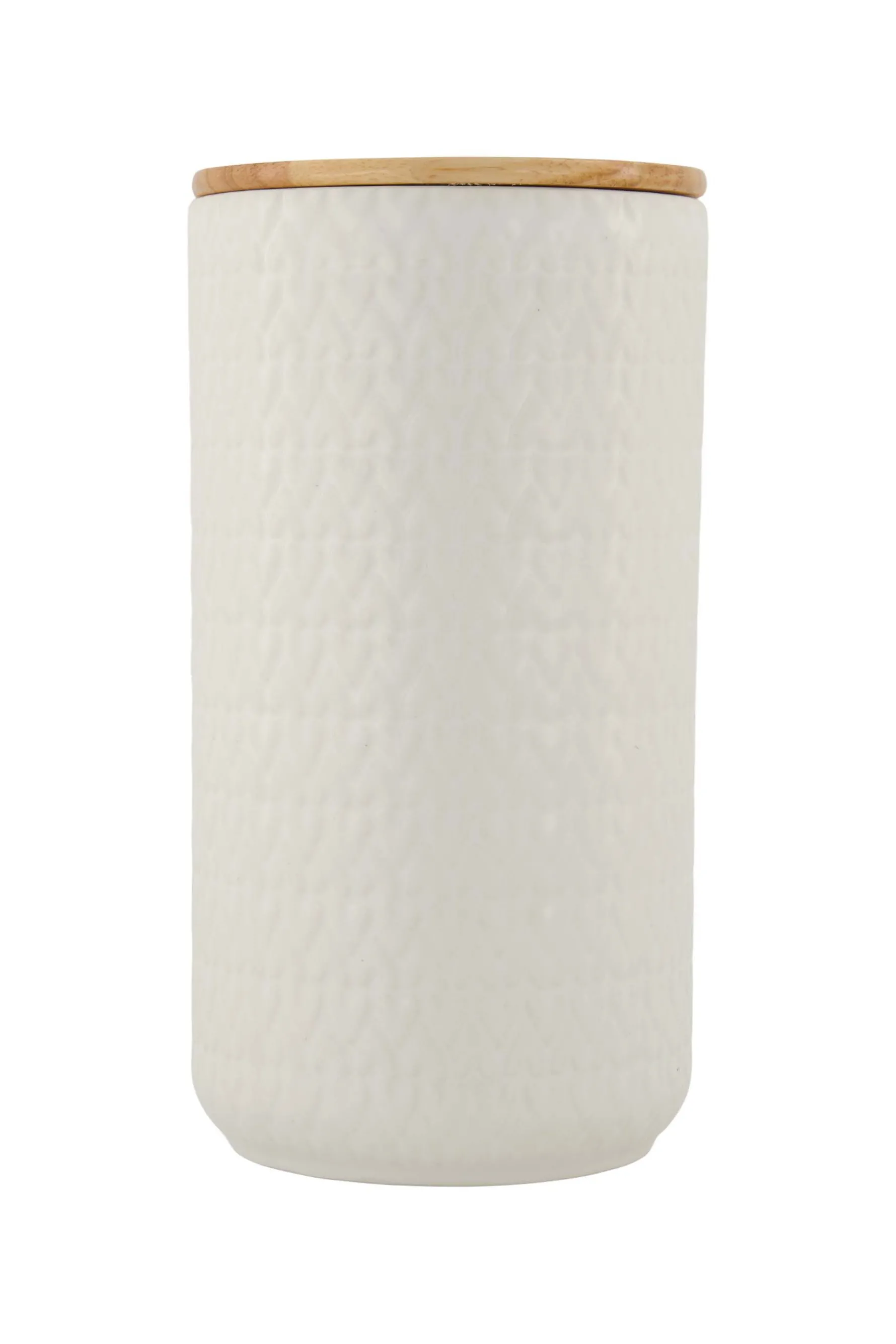 zusss keramieken bewaarpot met houten deksel hartjes 20cm wit