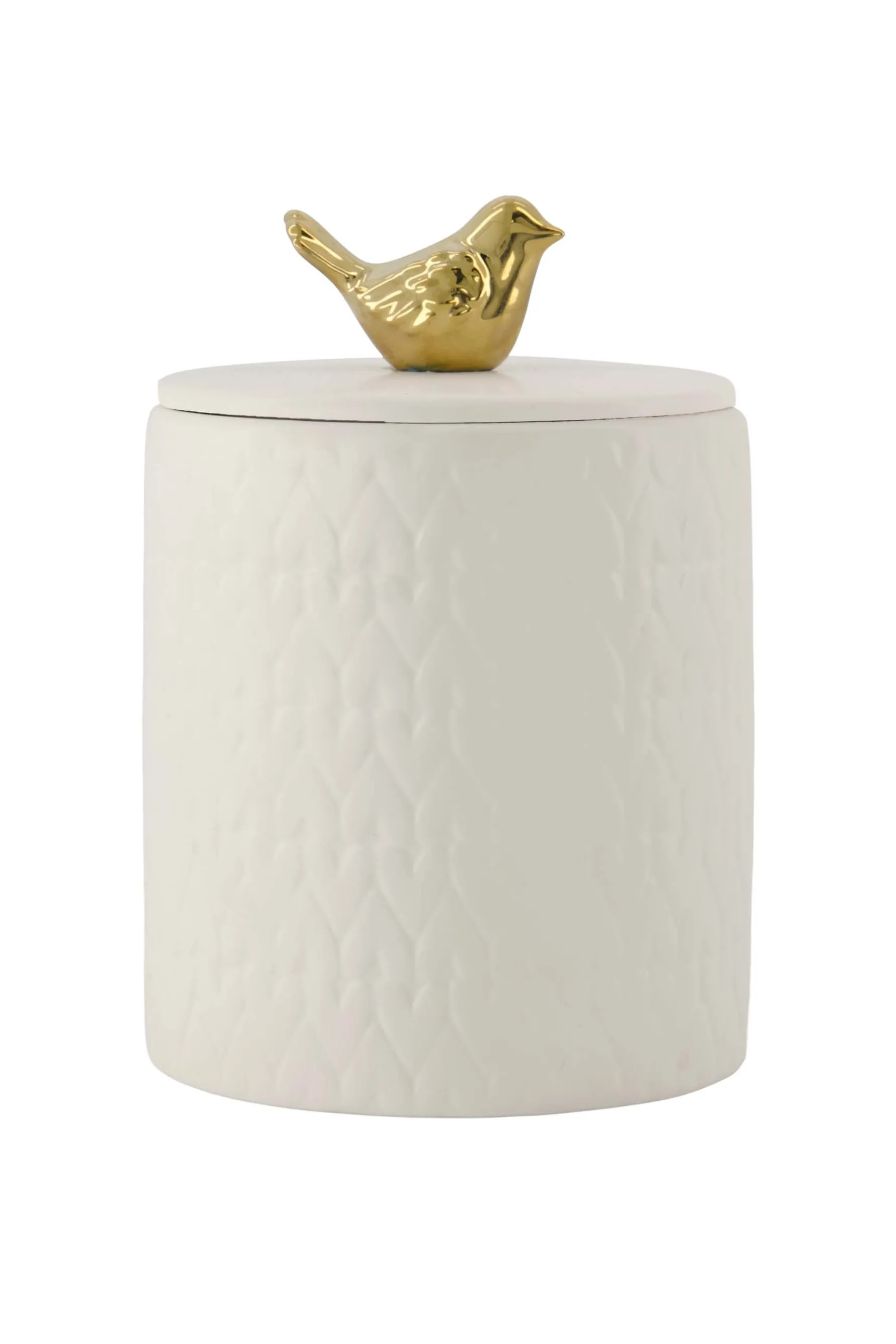 zusss keramieken geurkaars met deksel vogel structuur hartjes wit