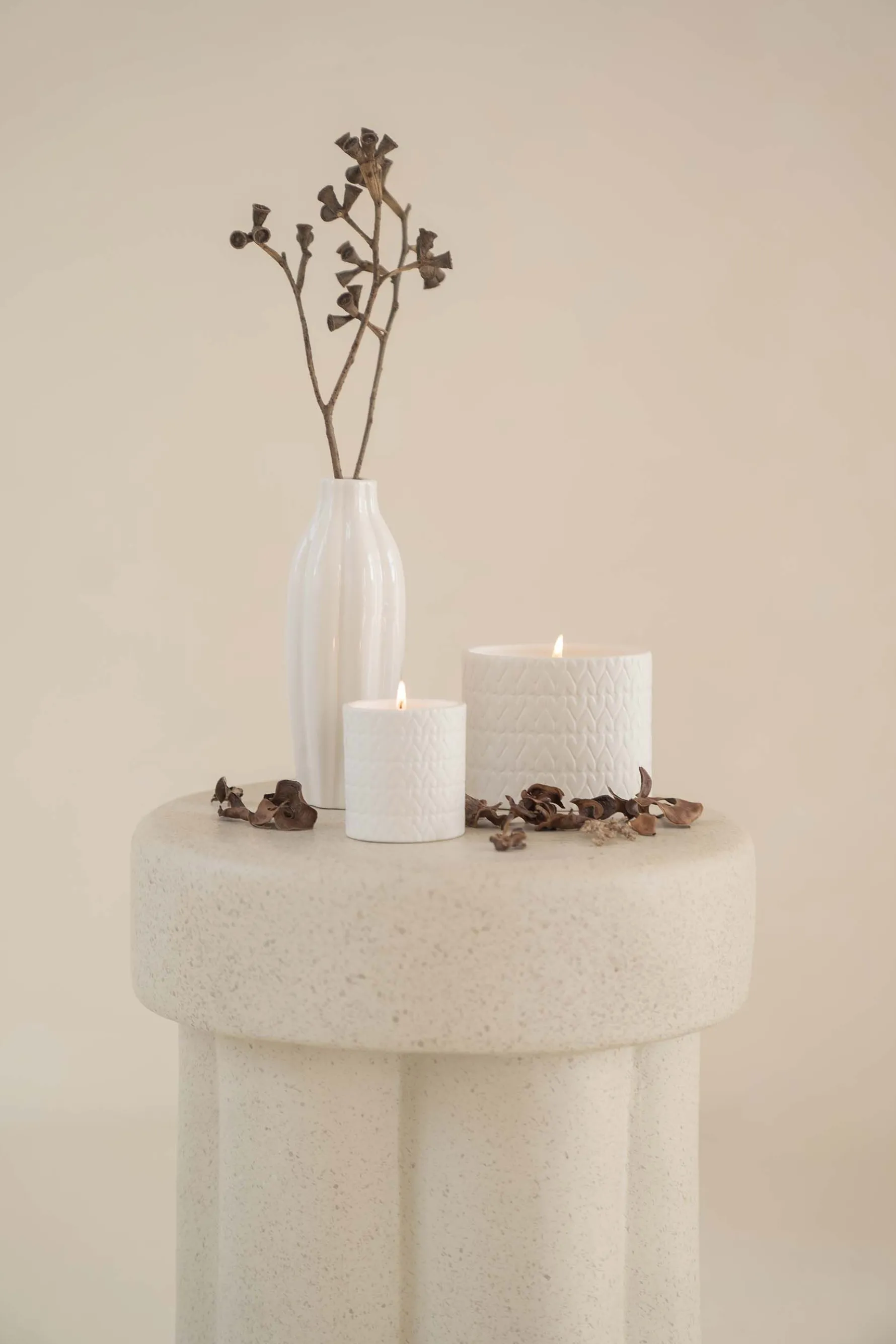 zusss keramieken geurkaarsje structuur hartjes wit s