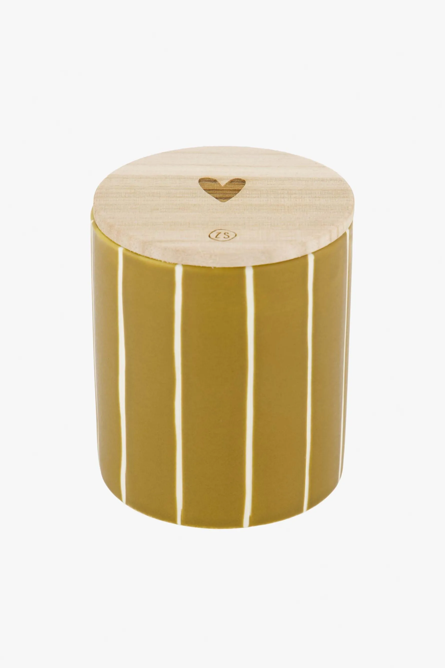 zusss keramieken geurkaars met houten deksel hartje oker