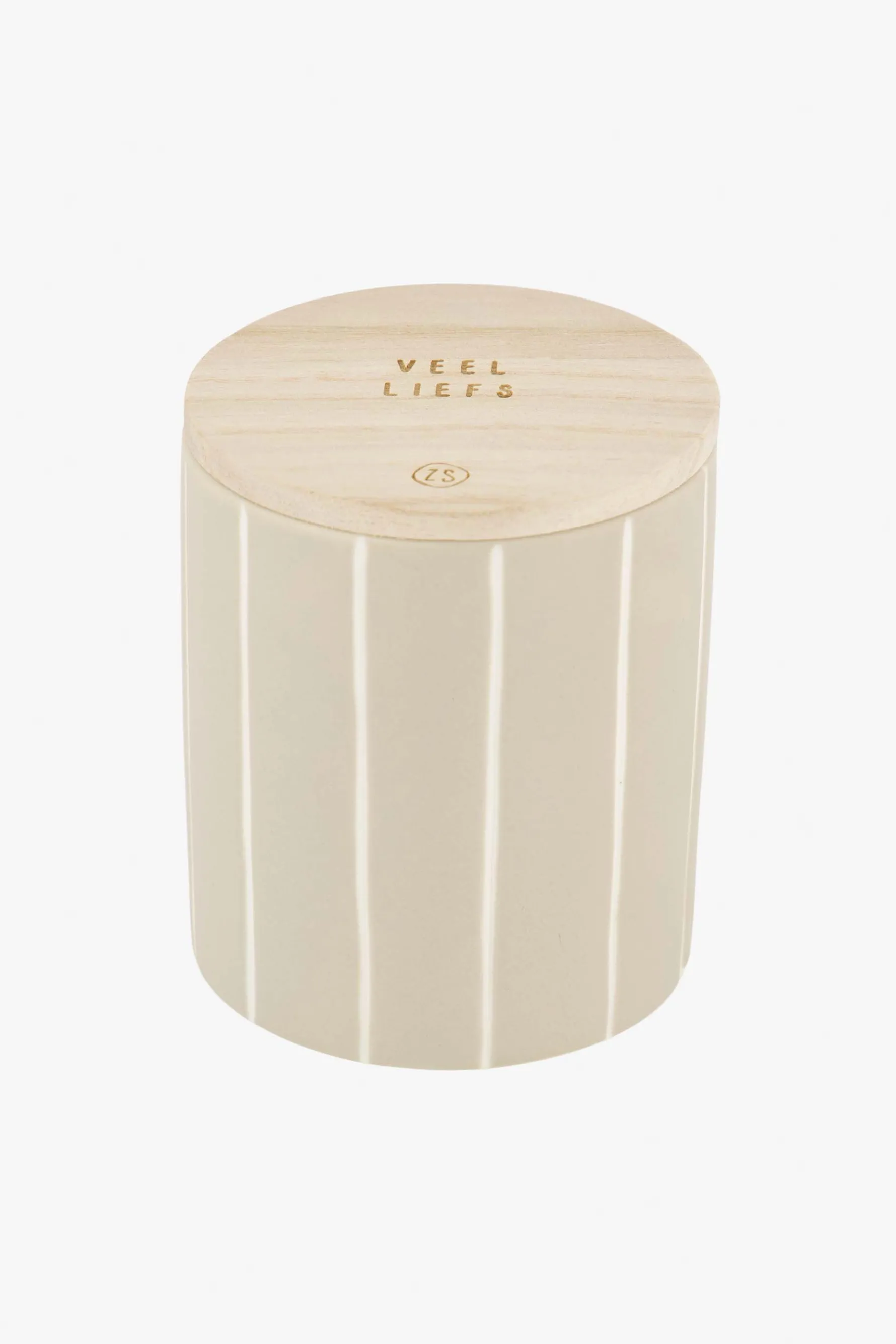 zusss keramieken geurkaars met houten deksel veel liefs zand