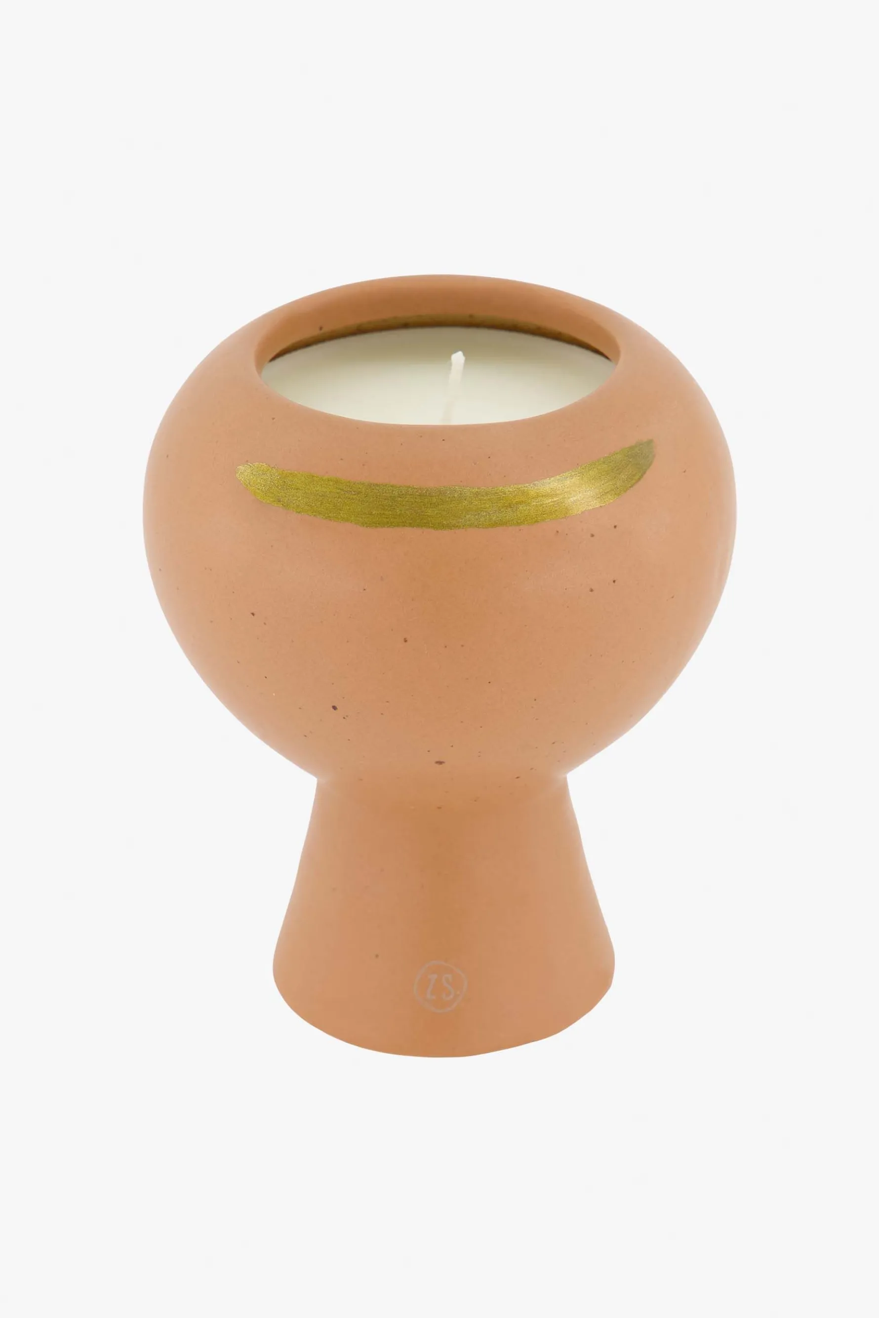 zusss keramieken geurkaars met gouden streep poederroze