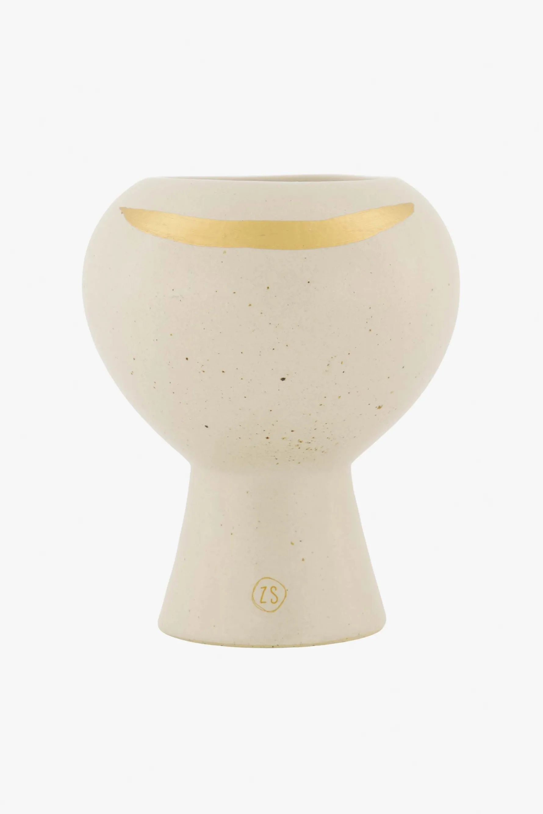 zusss keramieken geurkaars met gouden streep zand spikkel