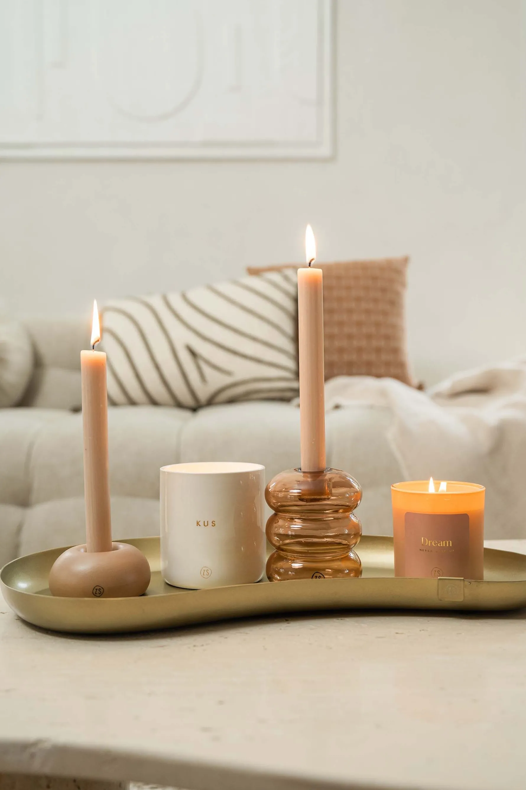 zusss keramieken kandelaar rond leem