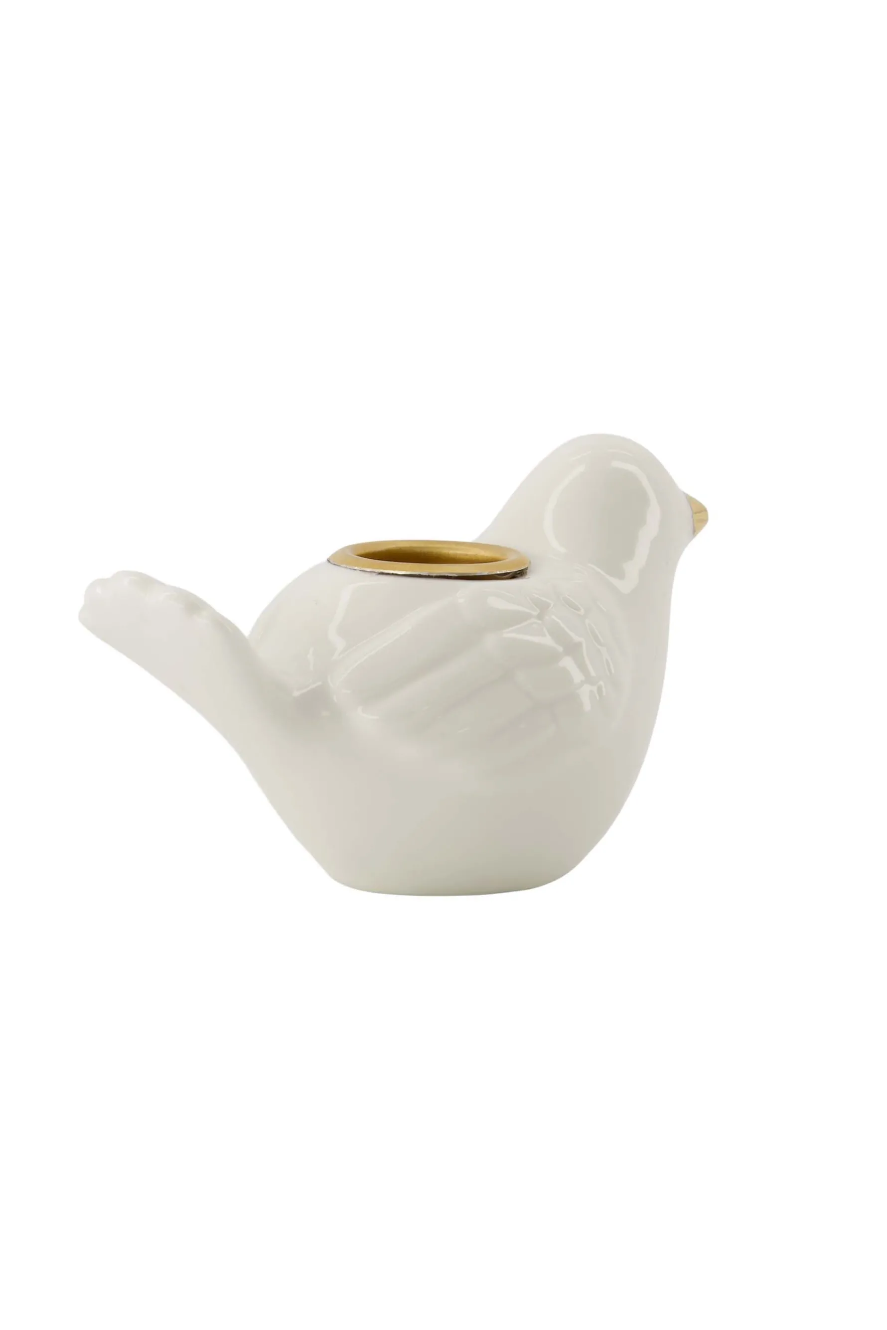 zusss keramieken kandelaar vogel wit