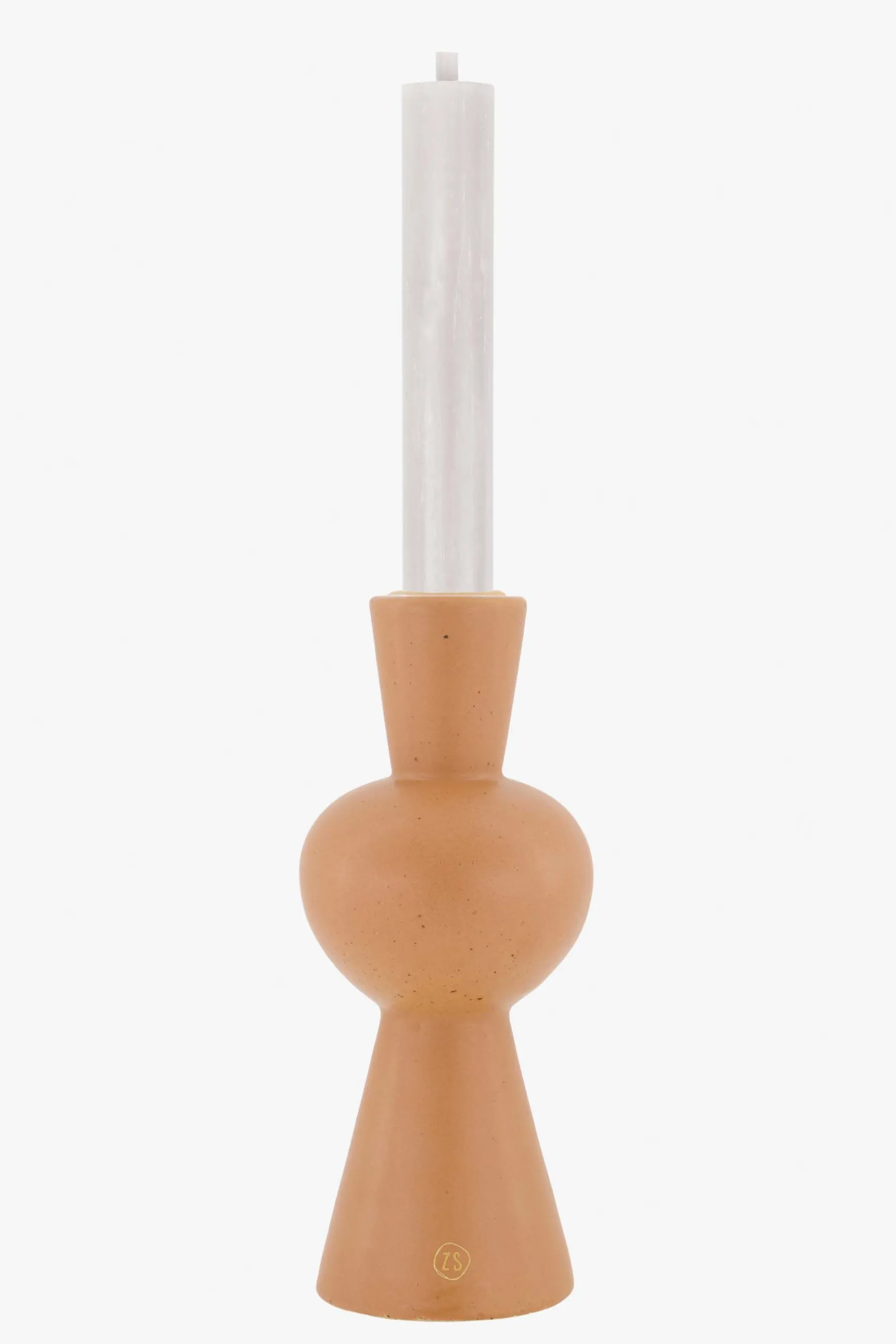 zusss keramieken kandelaar met bolling poederroze spikkels