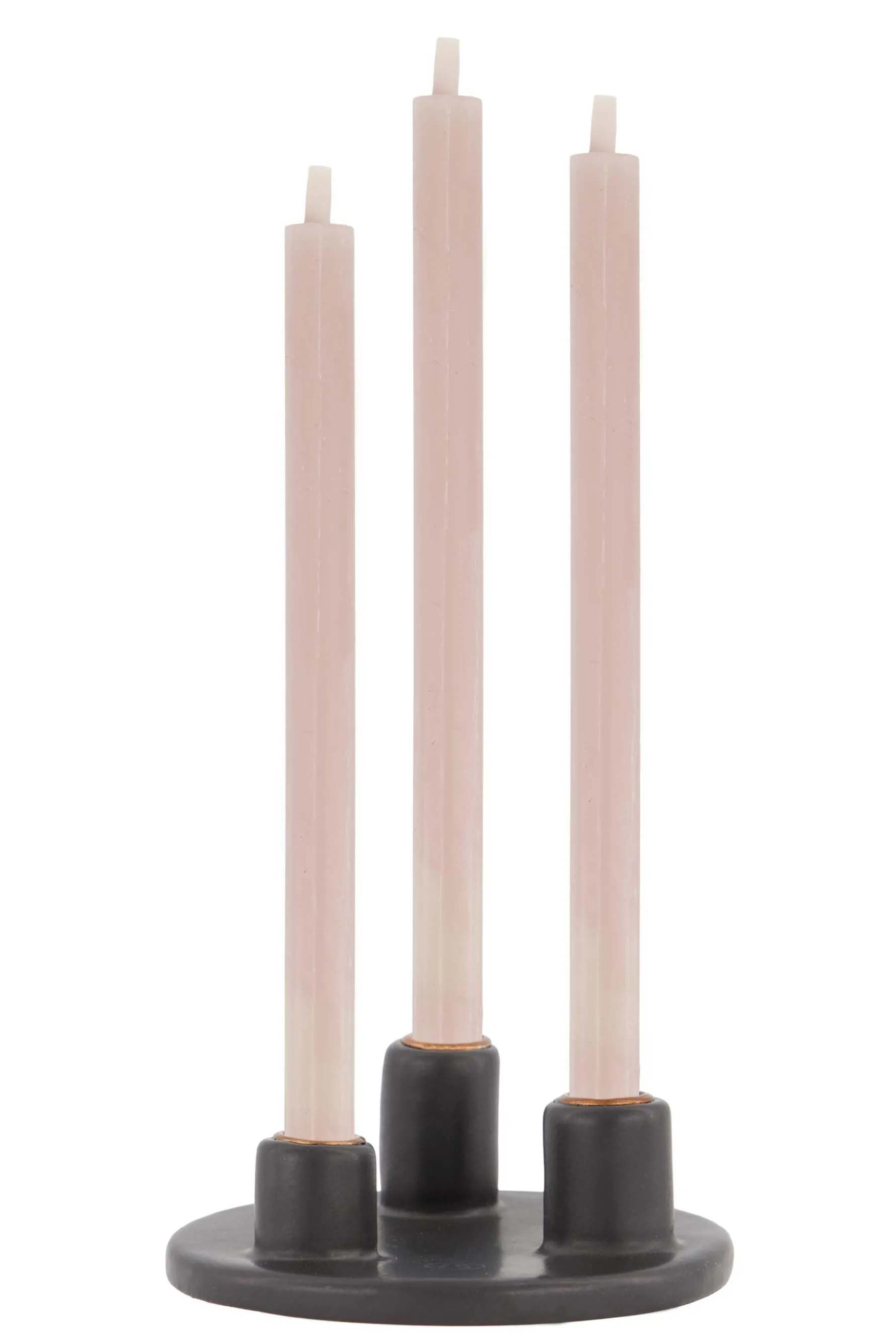 zusss keramieken kandelaar voor 3 smalle kaarsjes antracietgrijs