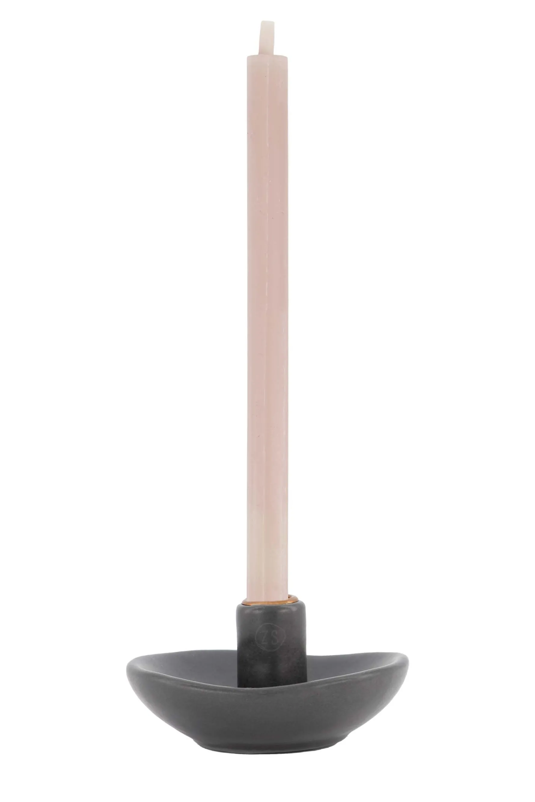 zusss keramieken kandelaartje ronde schaal antracietgrijs