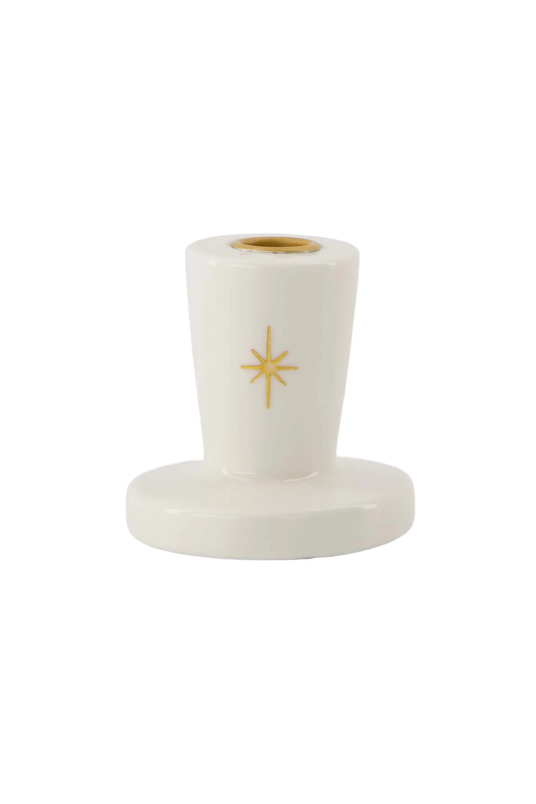 zusss keramieken kandelaar gouden ster wit