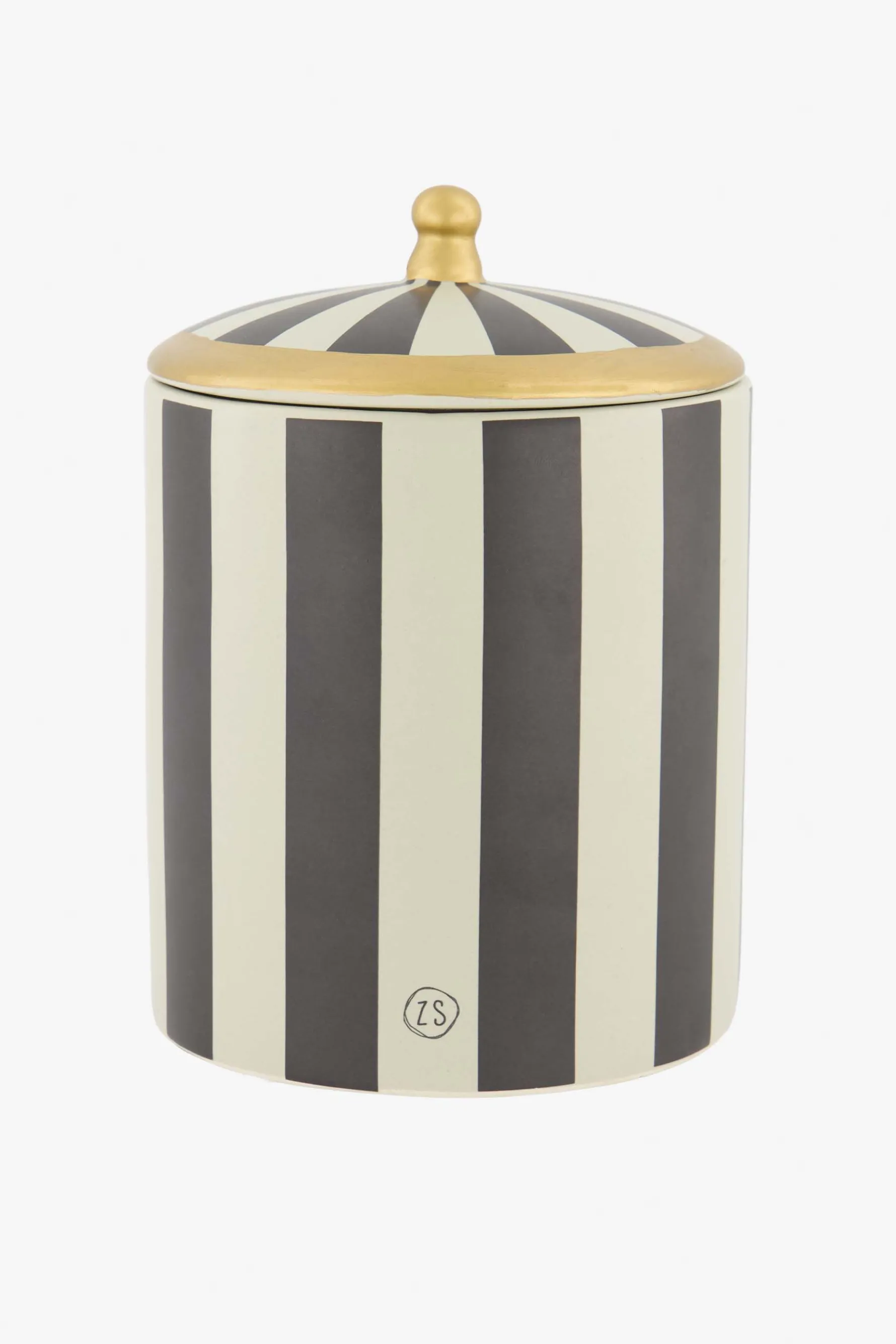 zusss keramieken voorraadpot strepen L zand antraciet