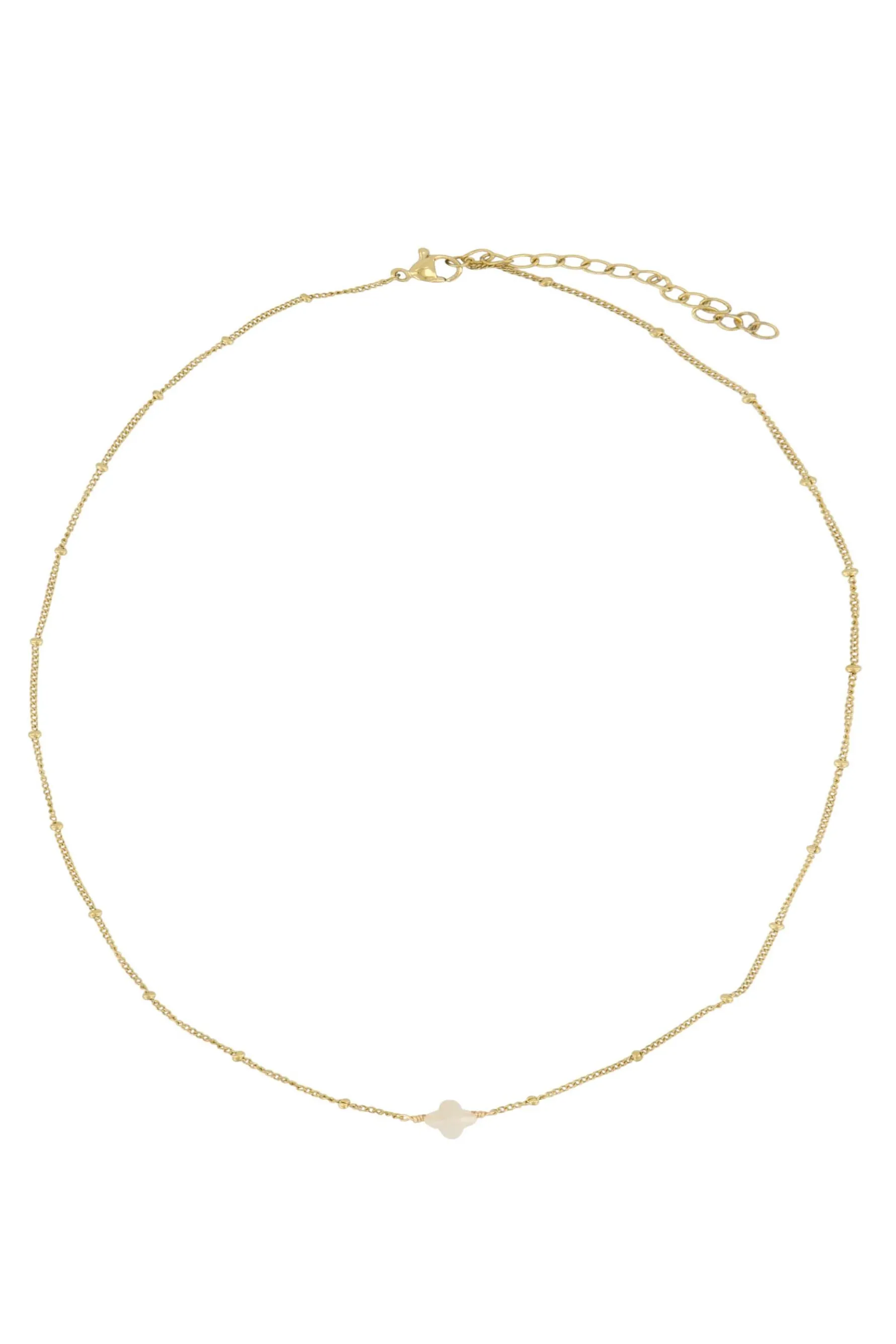 zusss ketting met bloemsteentje creme/goud