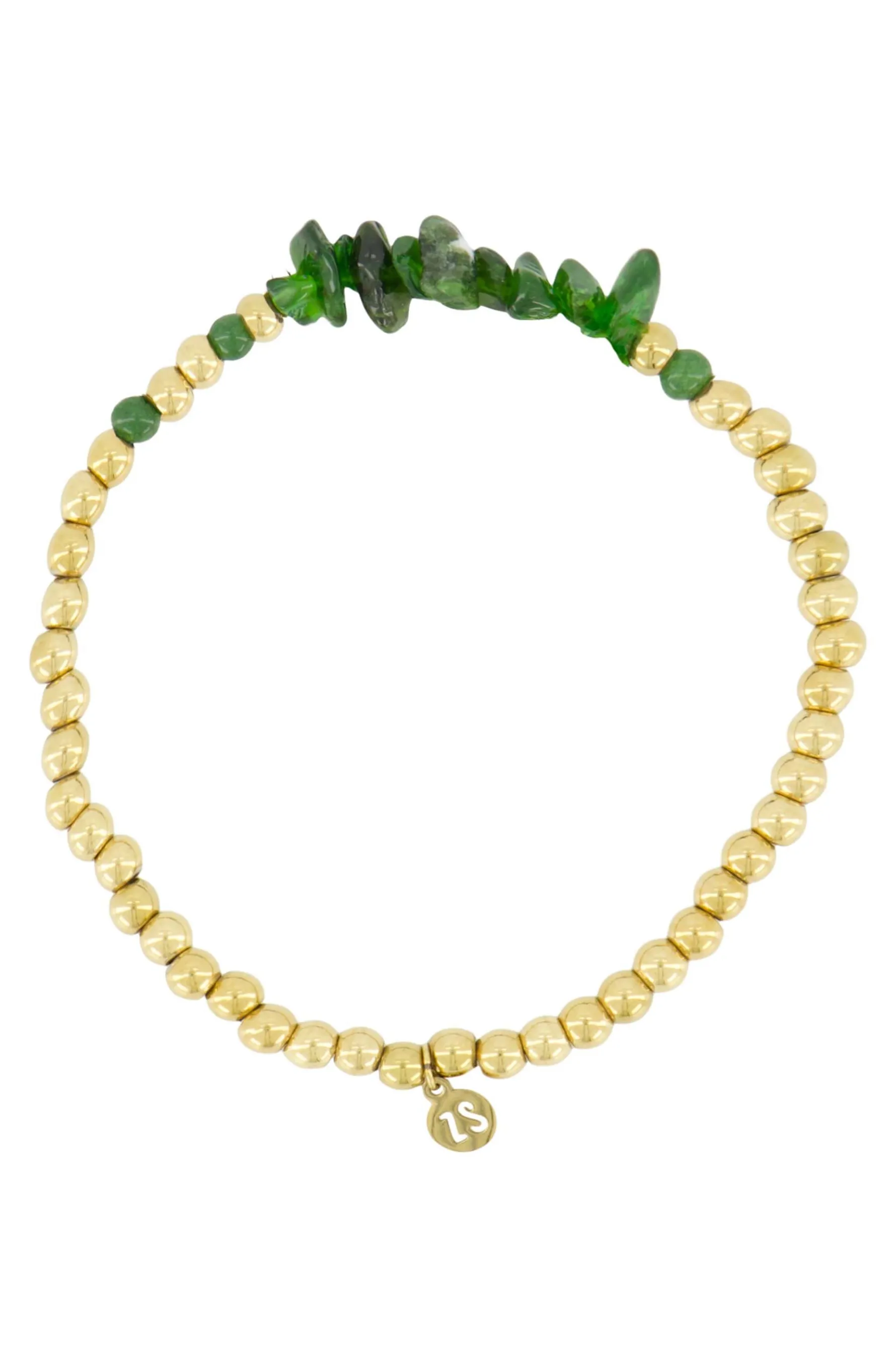 zusss kralenarmband met glassteen donkergroen