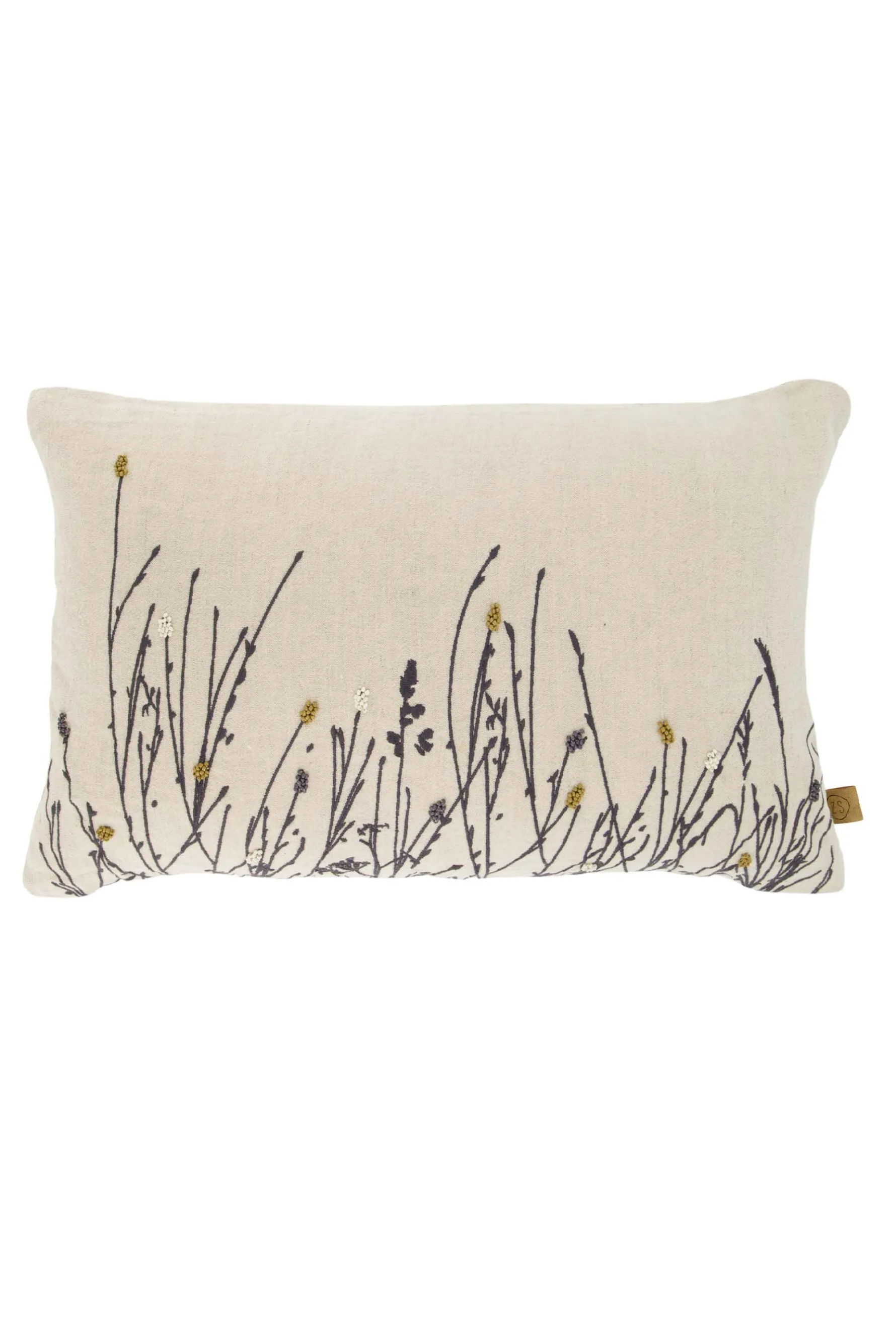 zusss kussen bloemen silhouet borduur 50x30 cm zand