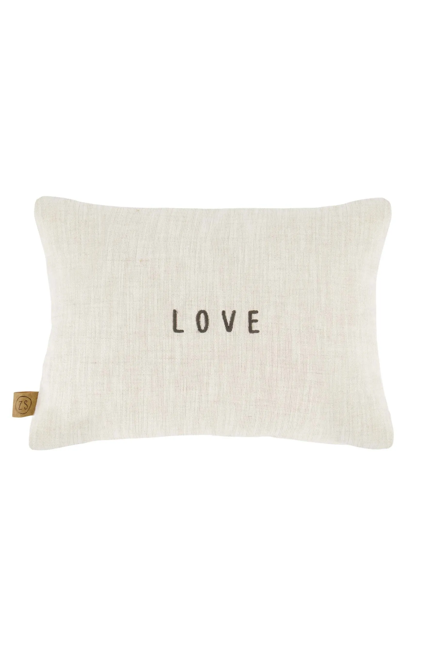 zusss kussen bloemenpatroon love 35x25cm antracietgrijs/zand