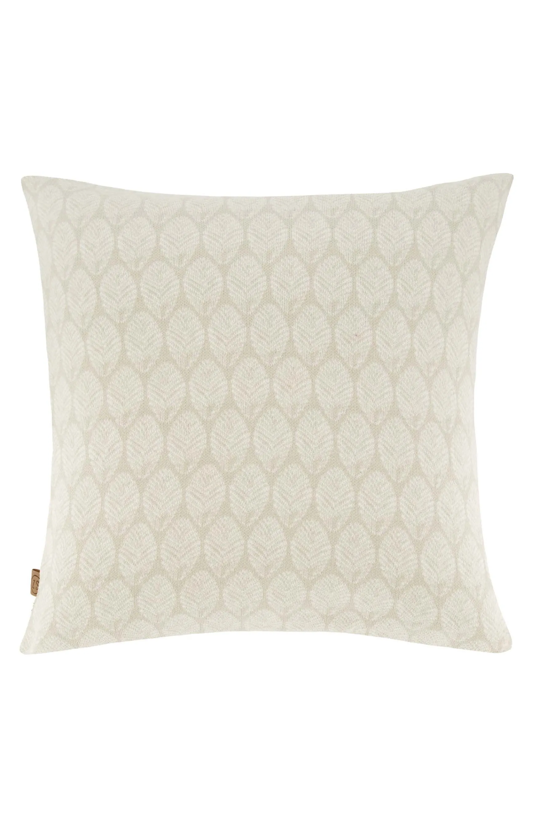 zusss kussen fijn gebreid bladpatroon 45x45cm zand/warmgrijs