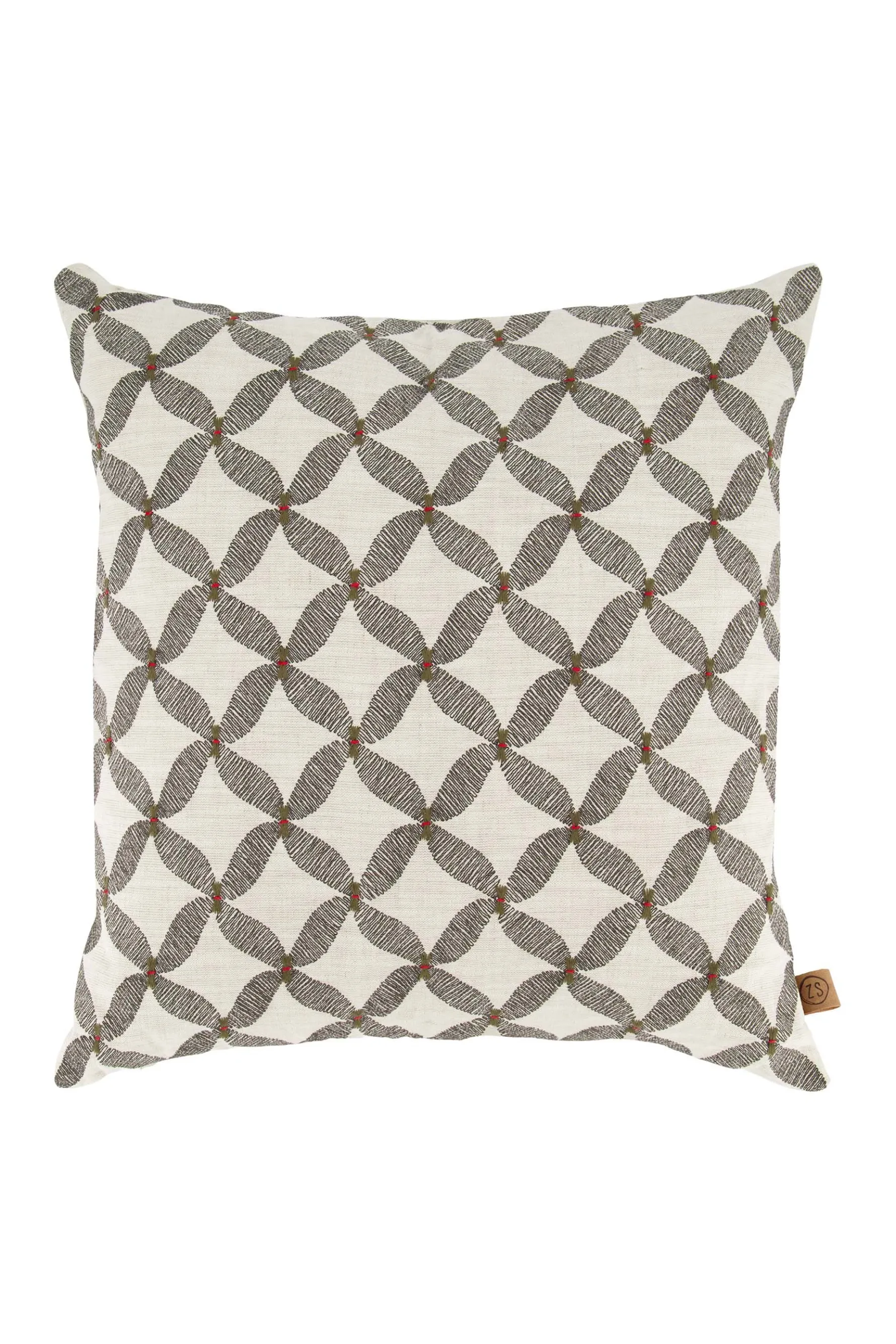 zusss kussen grafisch gewoven patroon 45x45cm zand/antracietgrijs