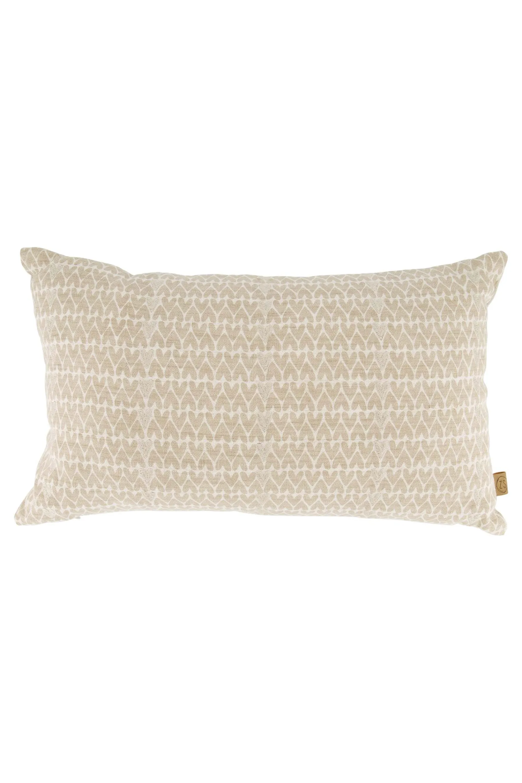 zusss kussen hartjespatroon met borduur 50x30cm linnen/warmgrijs